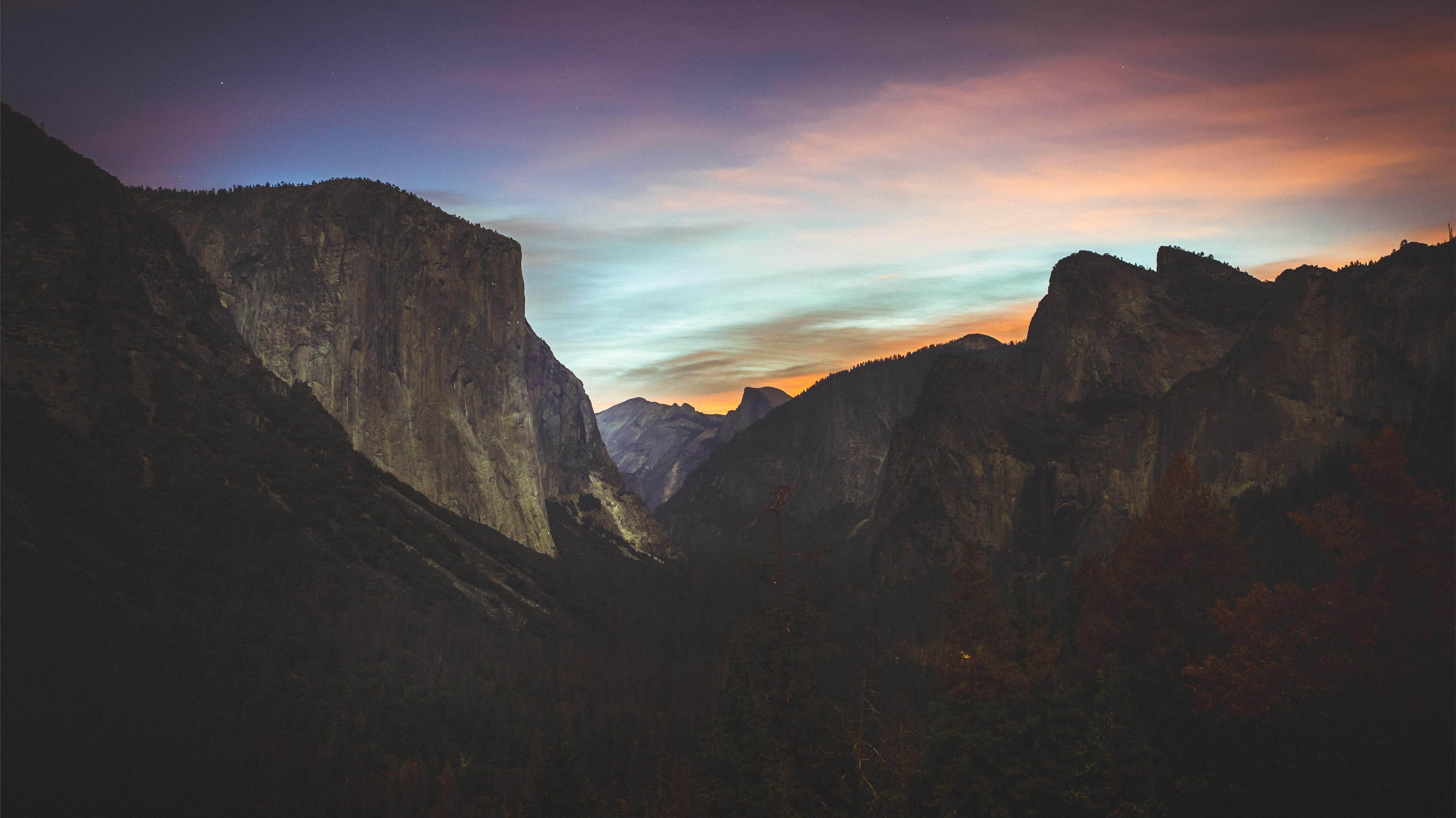 5120x2880 grey mountains during sunset MacBook Air Wallpaper Download