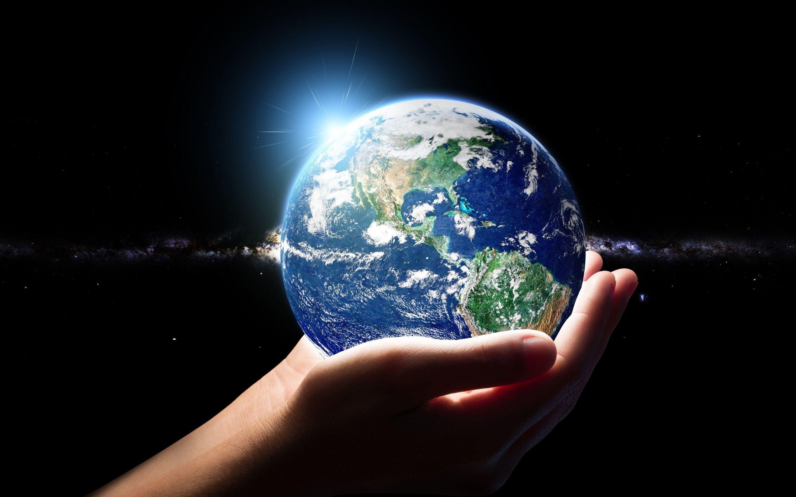 2560x1600 Download 2560x1600 Earth, Hand, Universe Wallpaper for MacBook Pro 13 inch