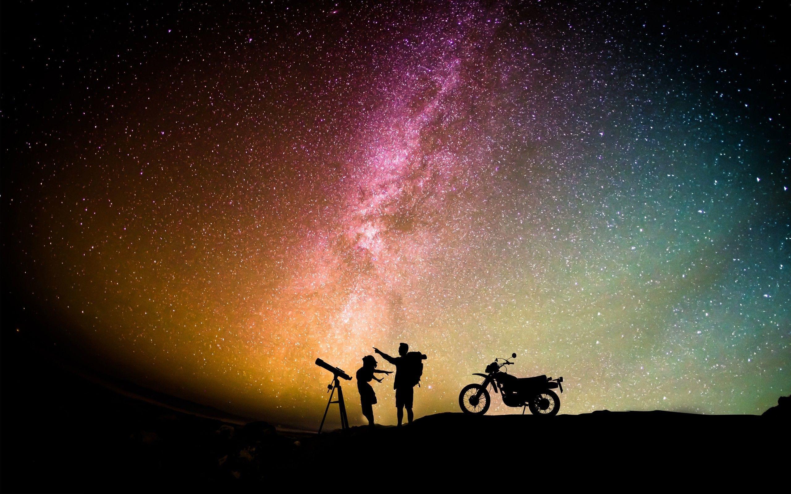 2560x1600 Download 2560x1600 Couple Silhouette, Romance, Starry Sky Wallpaper for MacBook Pro 13 inch