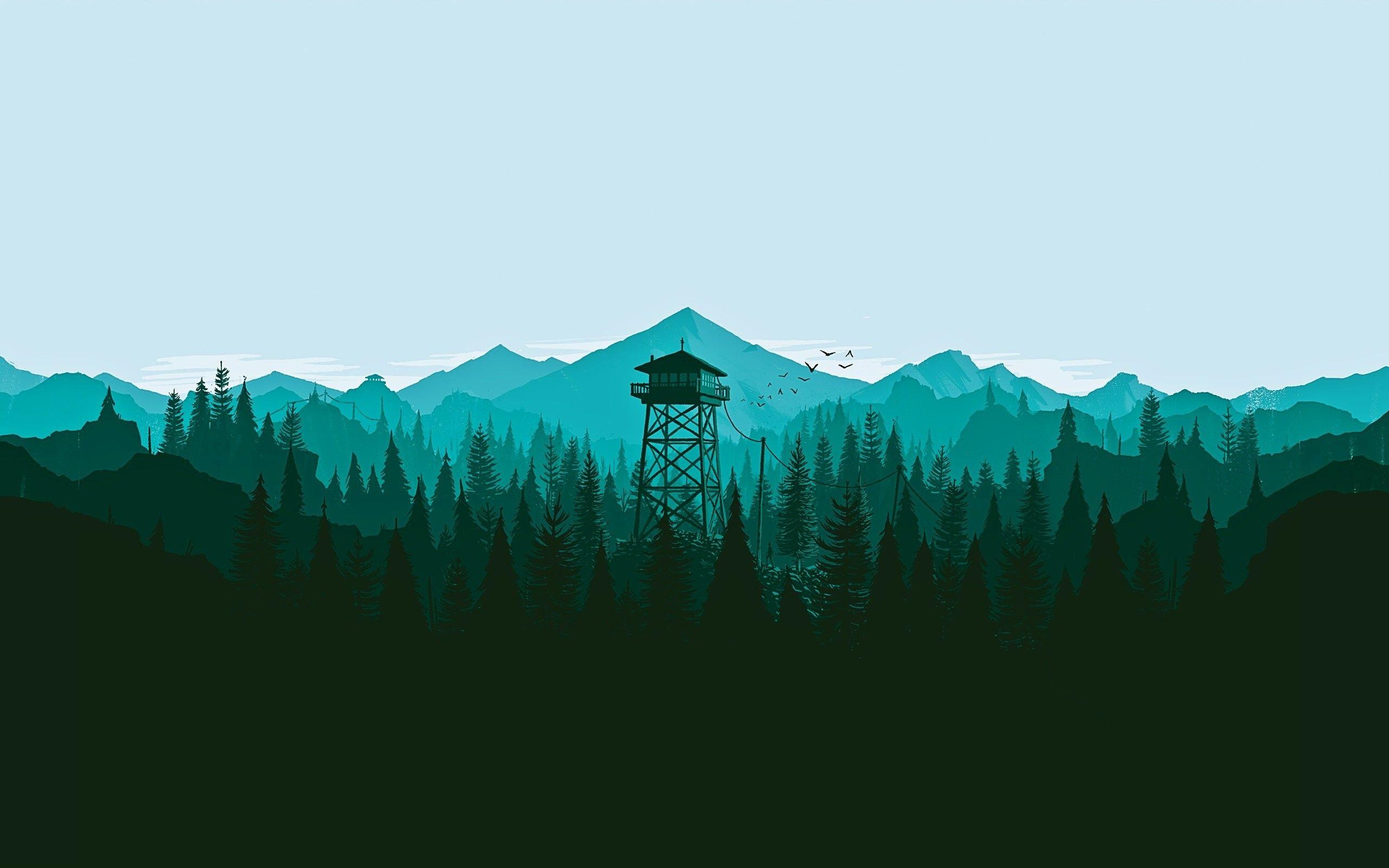 2560x1600 Trees Firewatch Video Game Art Video Games Wallpaper:2560x1600