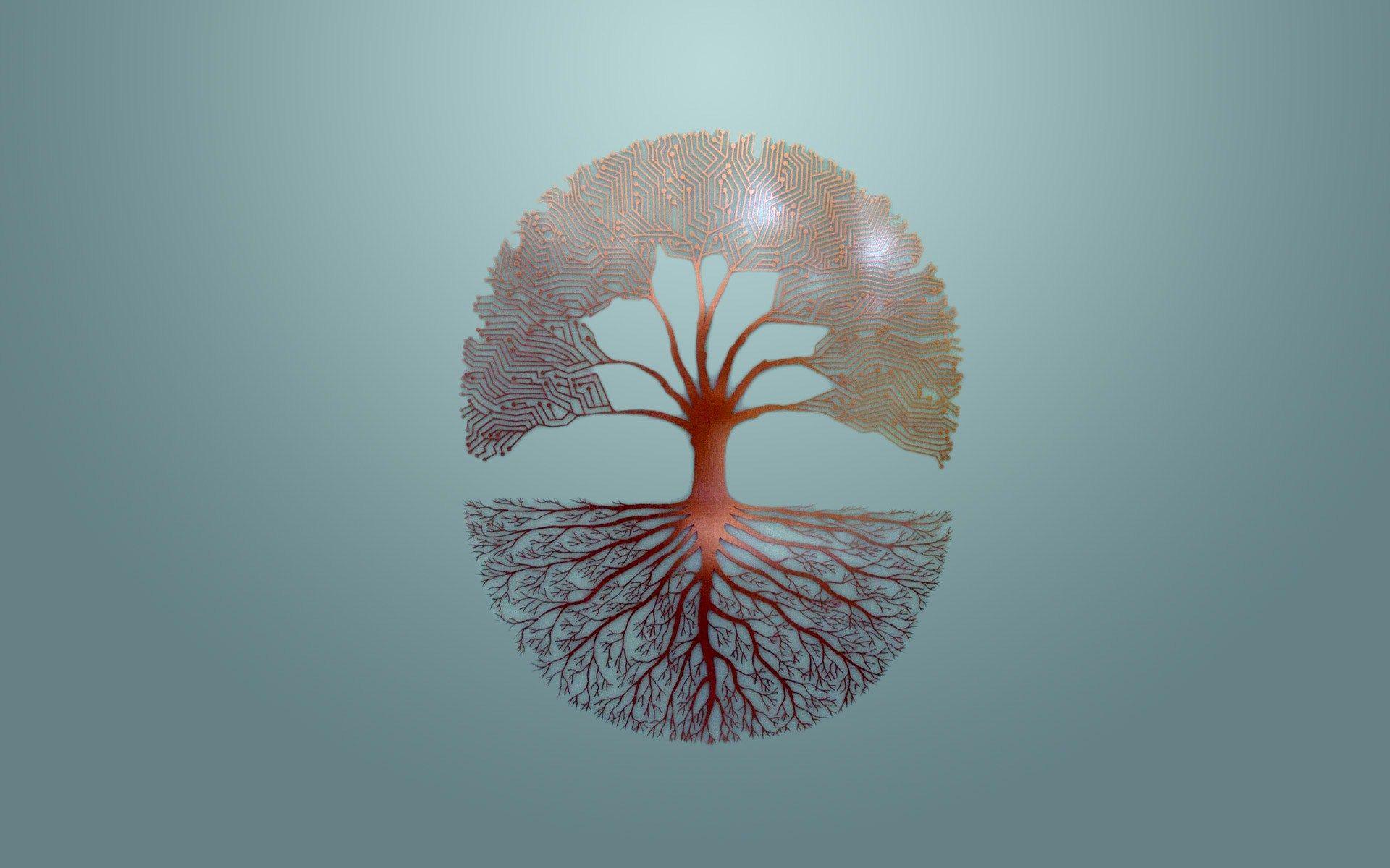 1920x1200 Circuit Tree Branches Illustration Desktop Wallpaper