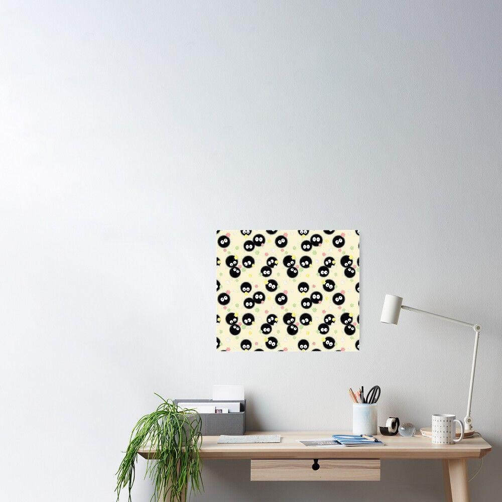 1000x1000 Ghibli Inspired Soot Sprites Susuwatari with Candy Pattern Poster