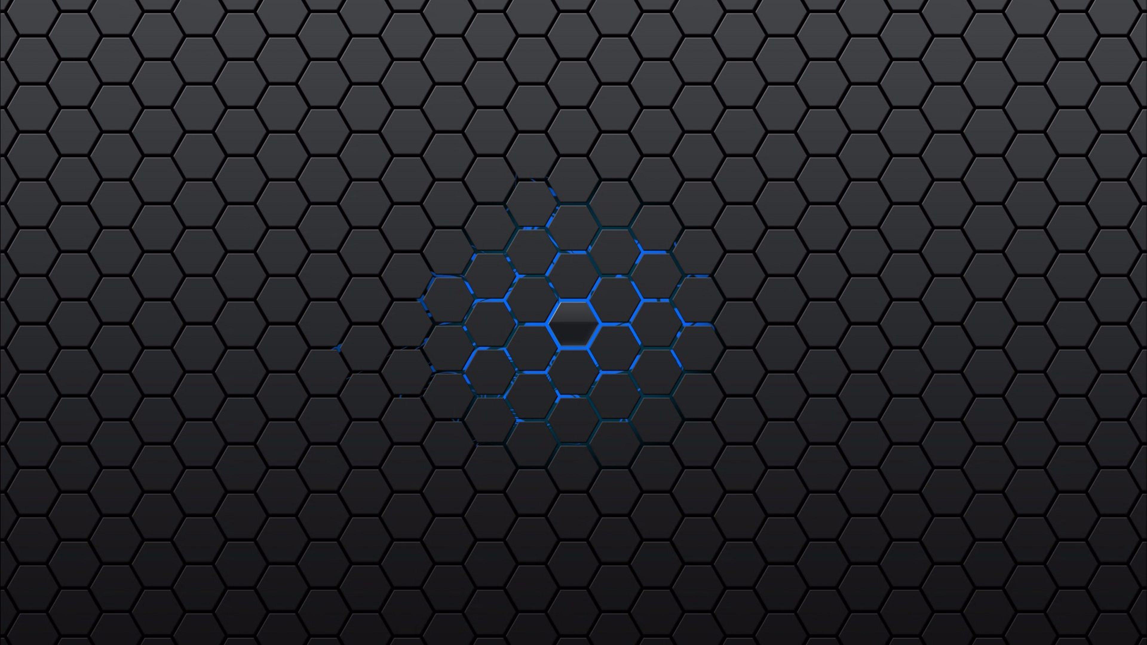 3840x2160 Black and Blue Abstract 4K Wallpaper. Free 4K Wallpaper. Hexagon wallpaper, Honeycomb wallpaper, Abstract wallpaper
