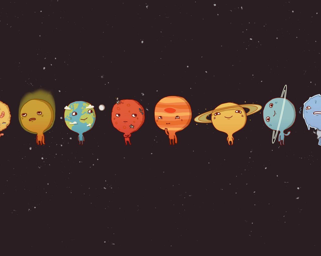 1280x1024 Solar System Funny Planets desktop PC and Mac wallpaper