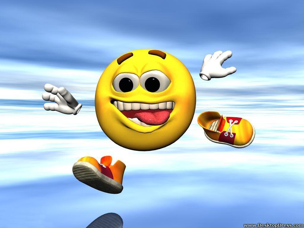 1024x768 Desktop Wallpaper 3D Background Smiley Running