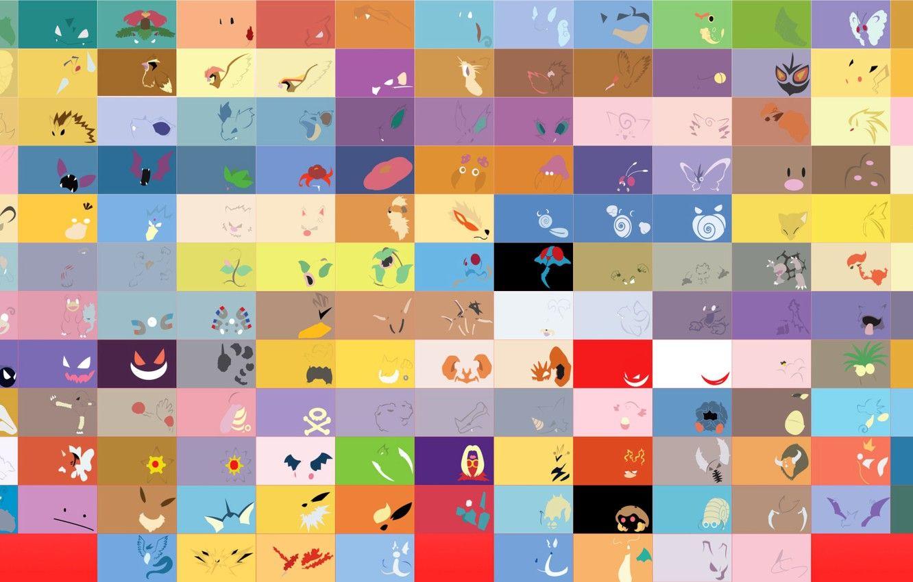 1332x850 Wallpaper the game, figure, color, minimalism, texture, anime, symbol, pokemon, cell image for desktop, section разное