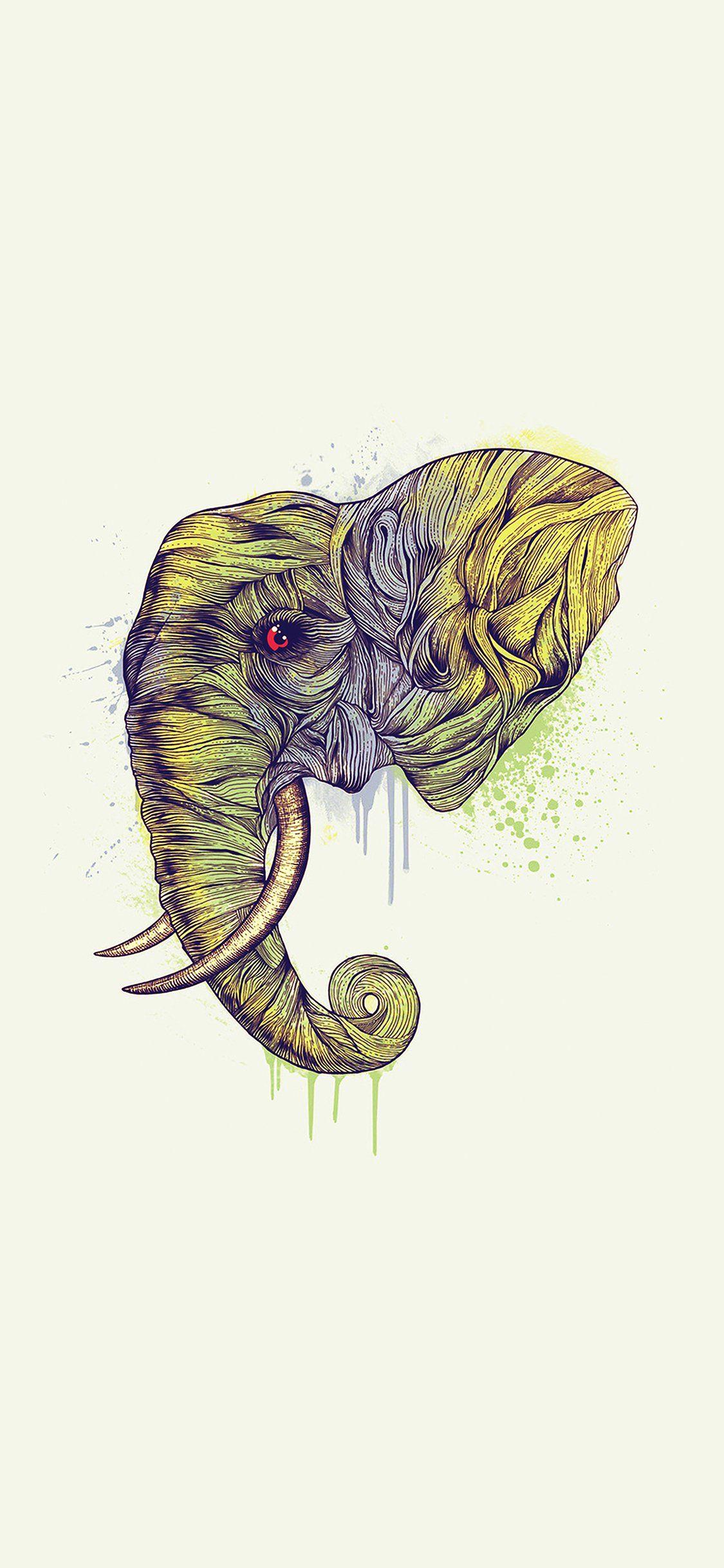 1125x2436 Elephant art yellow iPhone X Wallpaper Free Download