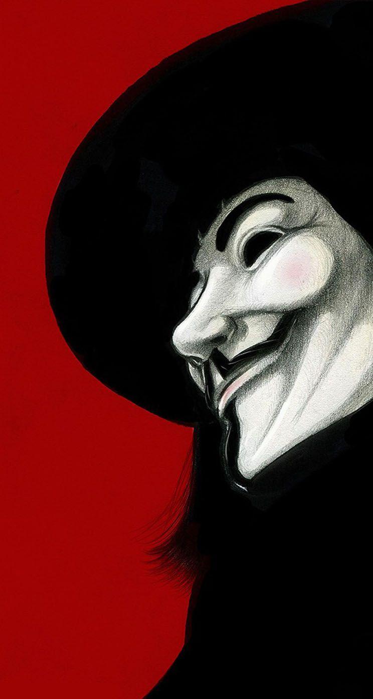 744x1392 The iPhone Wallpaper V for Vendetta red background