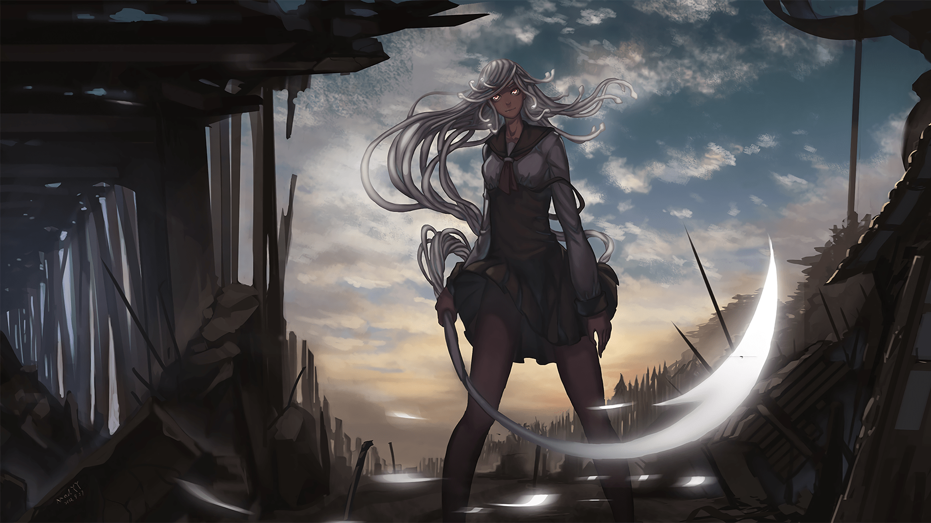 1920x1080 Title Anime Monogatari Nadeko Sengoku Nadeko Sengoku Wallpaper Monogatari HD Wallpaper