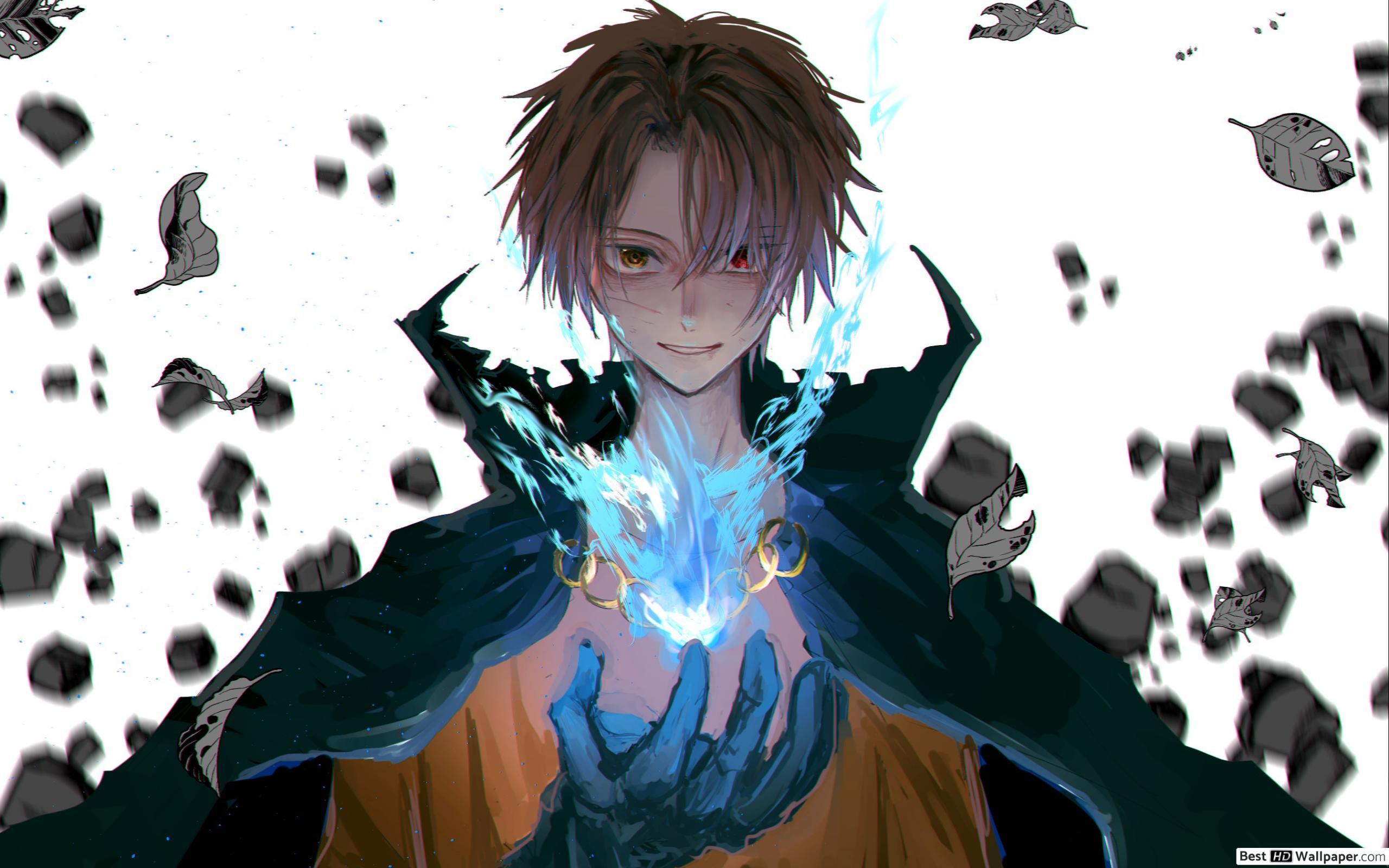 anime with blue hair boy wizard