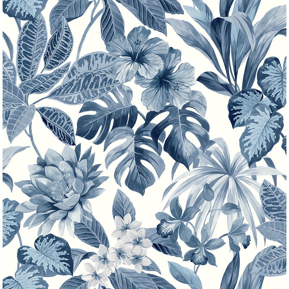 Navy Blue Palm Leaf Wallpaper - Shardiff World