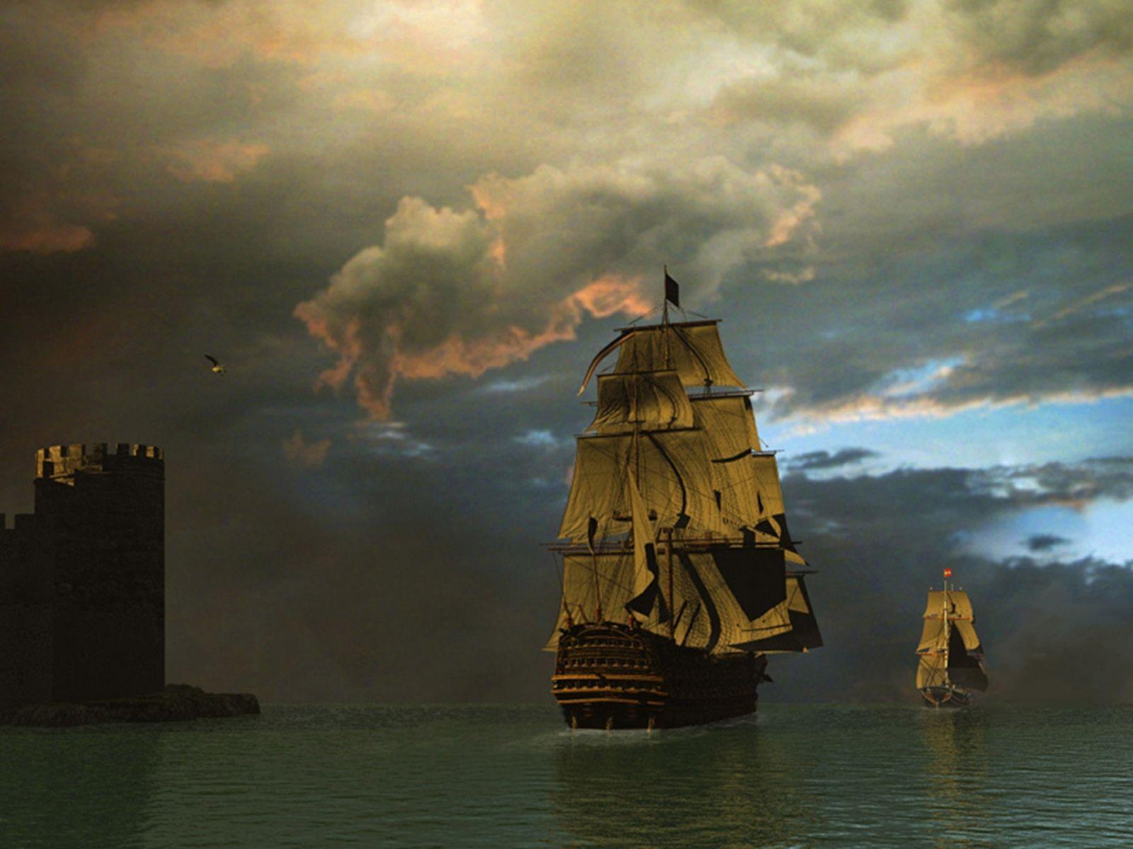 1600x1200 screen decoration: Free 3D Sailing Ship 1600 x 1200 Pixel HD Wallpaper. Sailing ships, Old sailing ships, Ship paintings