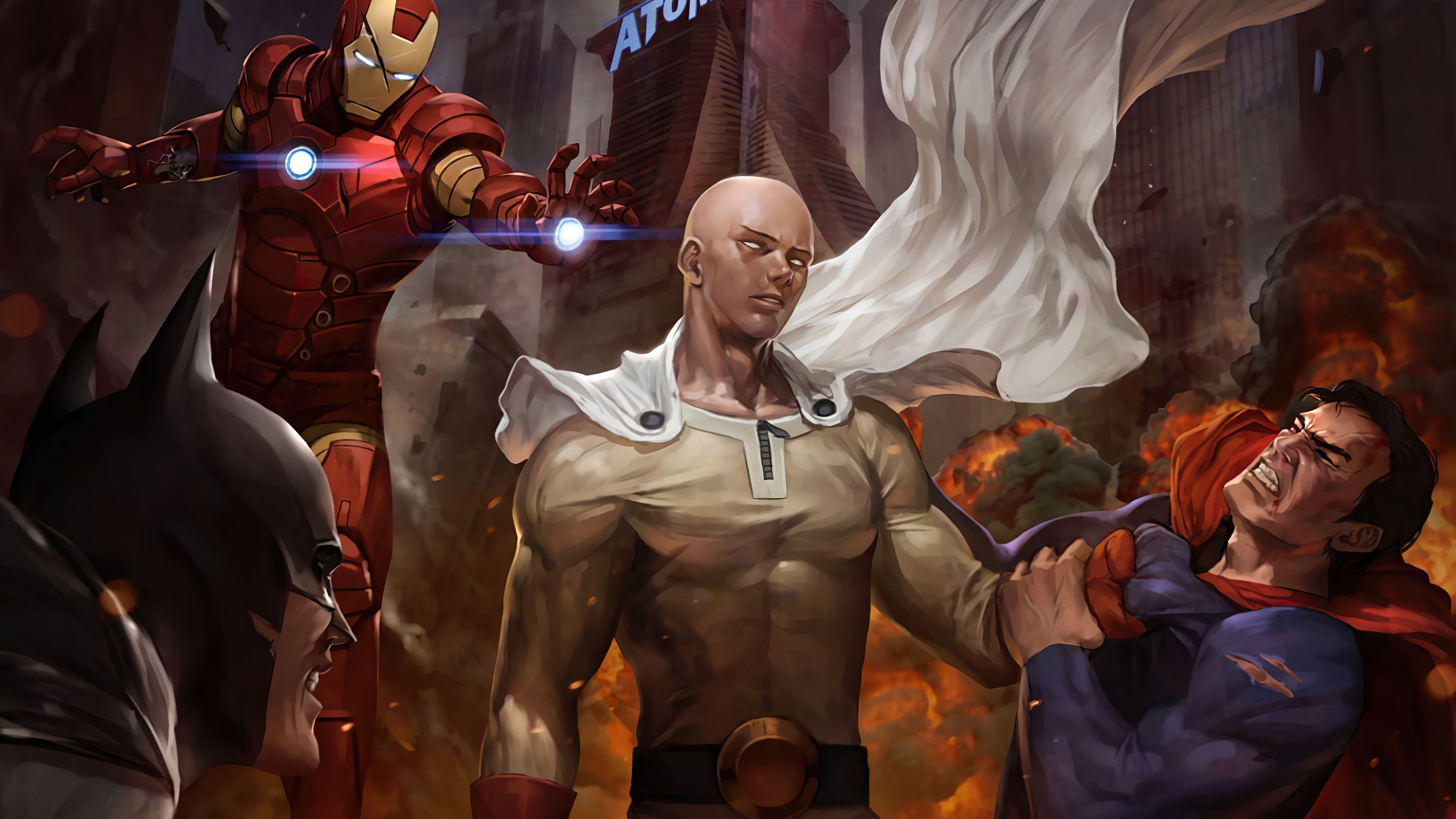 3840x2160 One Punch Man Vs Superman 4k, HD Superheroes, 4k Wallpaper, Image, Background, Photo and Picture