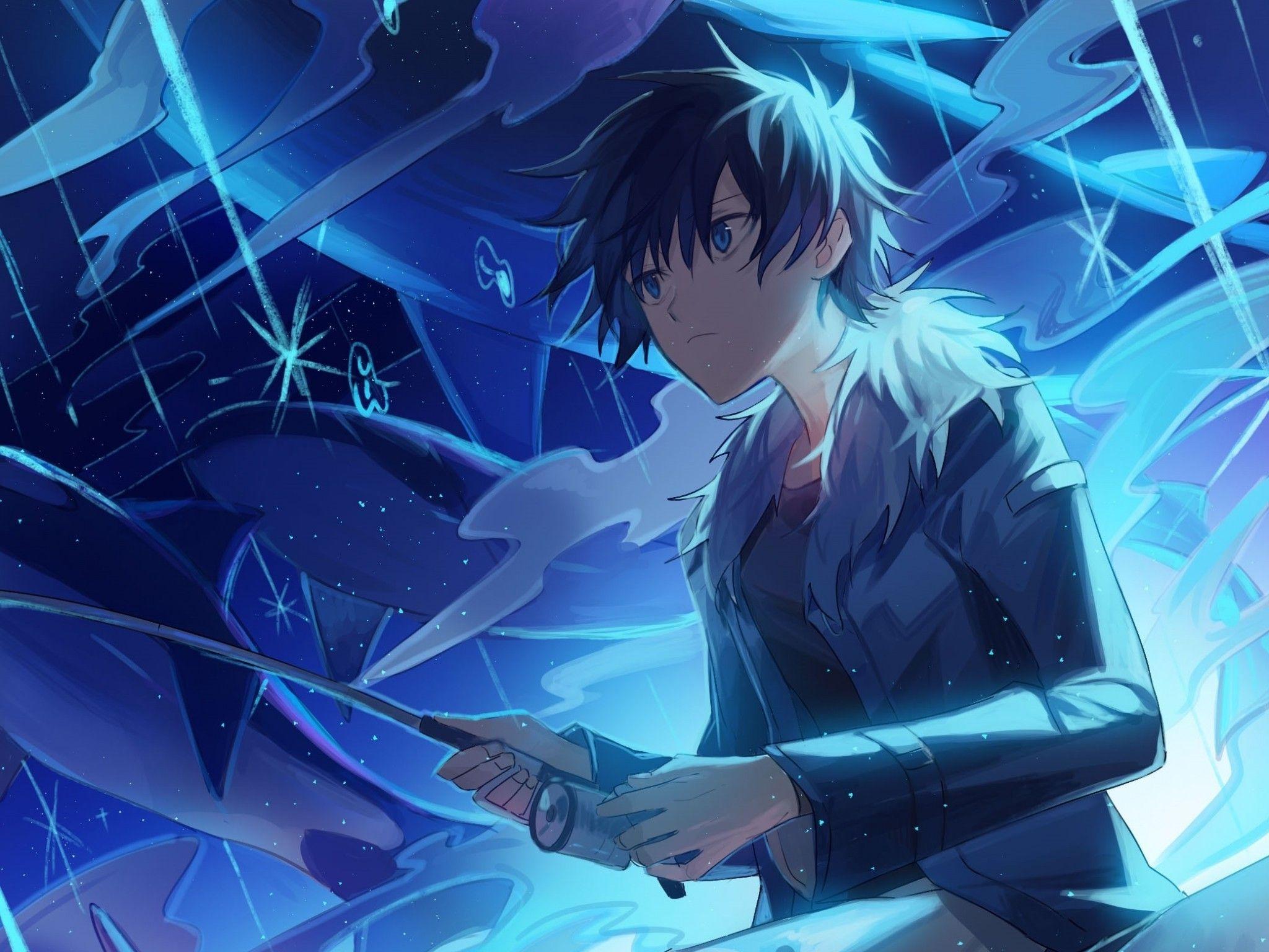 2048x1536 Download 2048x1536 Anime Boy, Fishing, Jacket, Blue Eyes Wallpaper for Ainol Novo 9 Spark