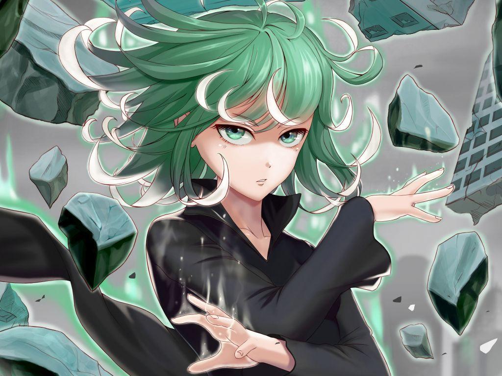 1024x768 Desktop wallpaper green hair, tatsumaki, one punch man, anime, artwork, HD image, picture, background, b288e8