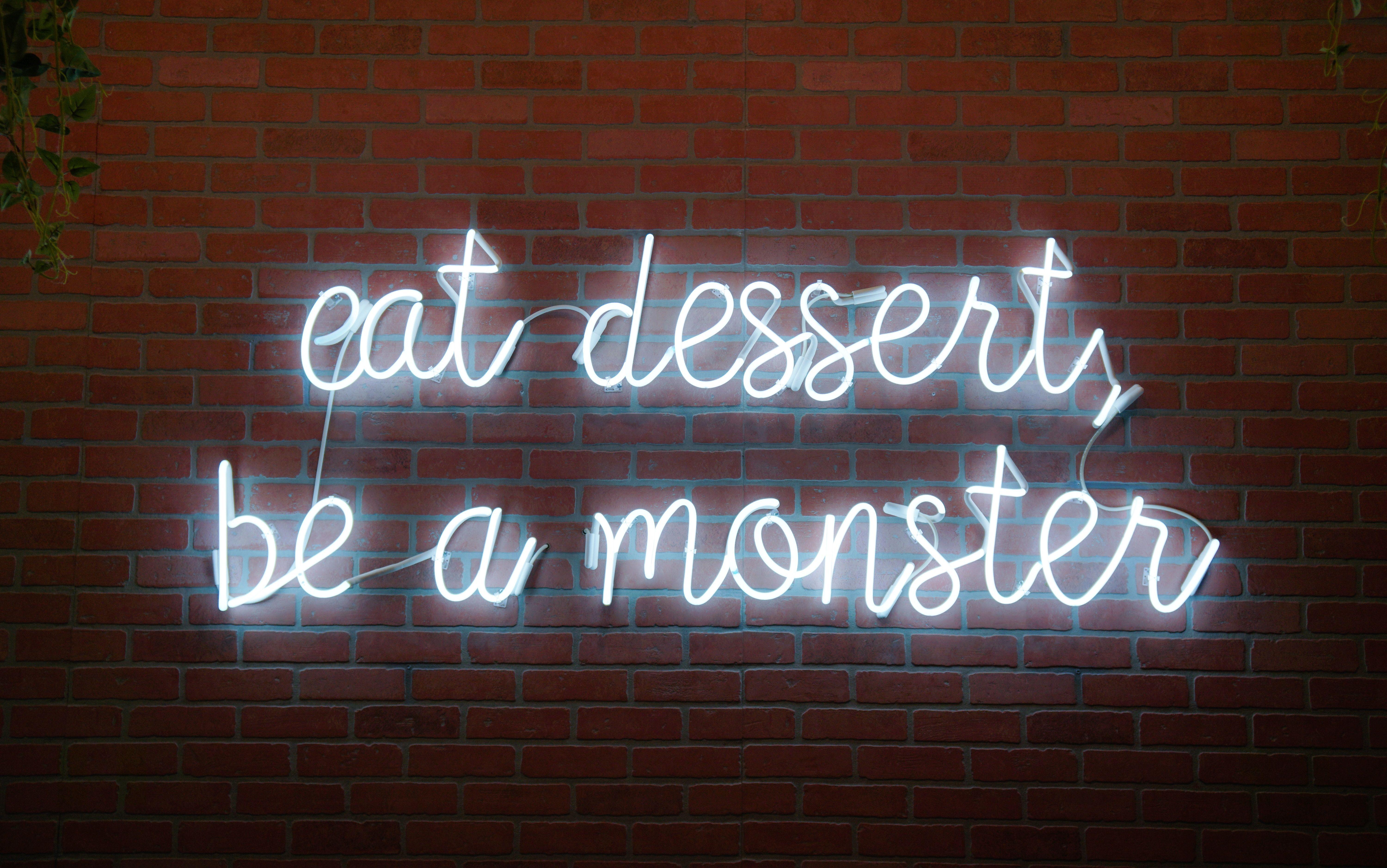 6000x3757 6000x3757 #cafe, #sign, #wall, #lights, #urban, #brick, #wallpaper, #dessert, #neon sign, #restaurant, #neon, #Free image, #white
