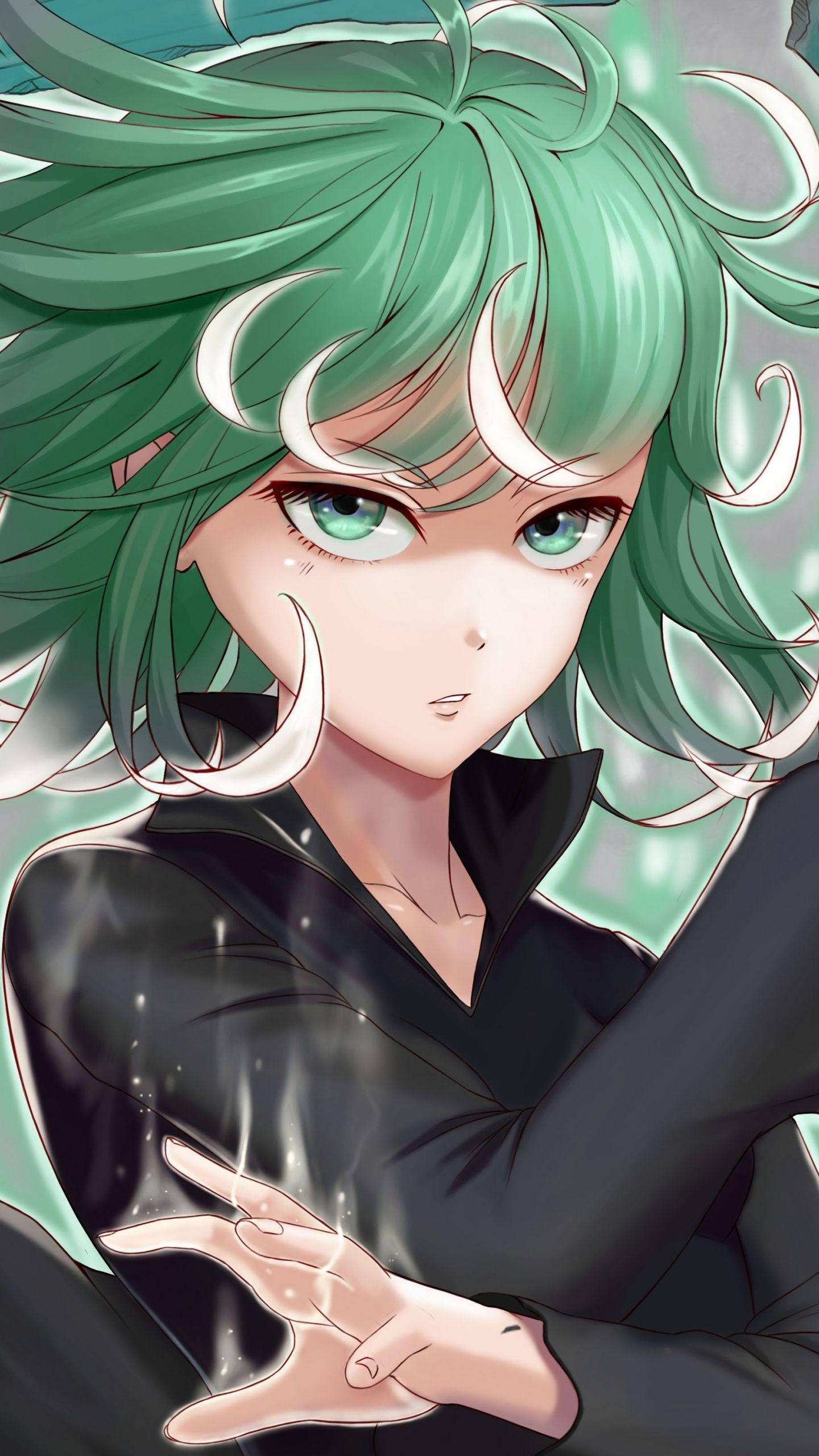 1440x2560 Green Hair, Tatsumaki, One Punch Man, Anime, Artwork