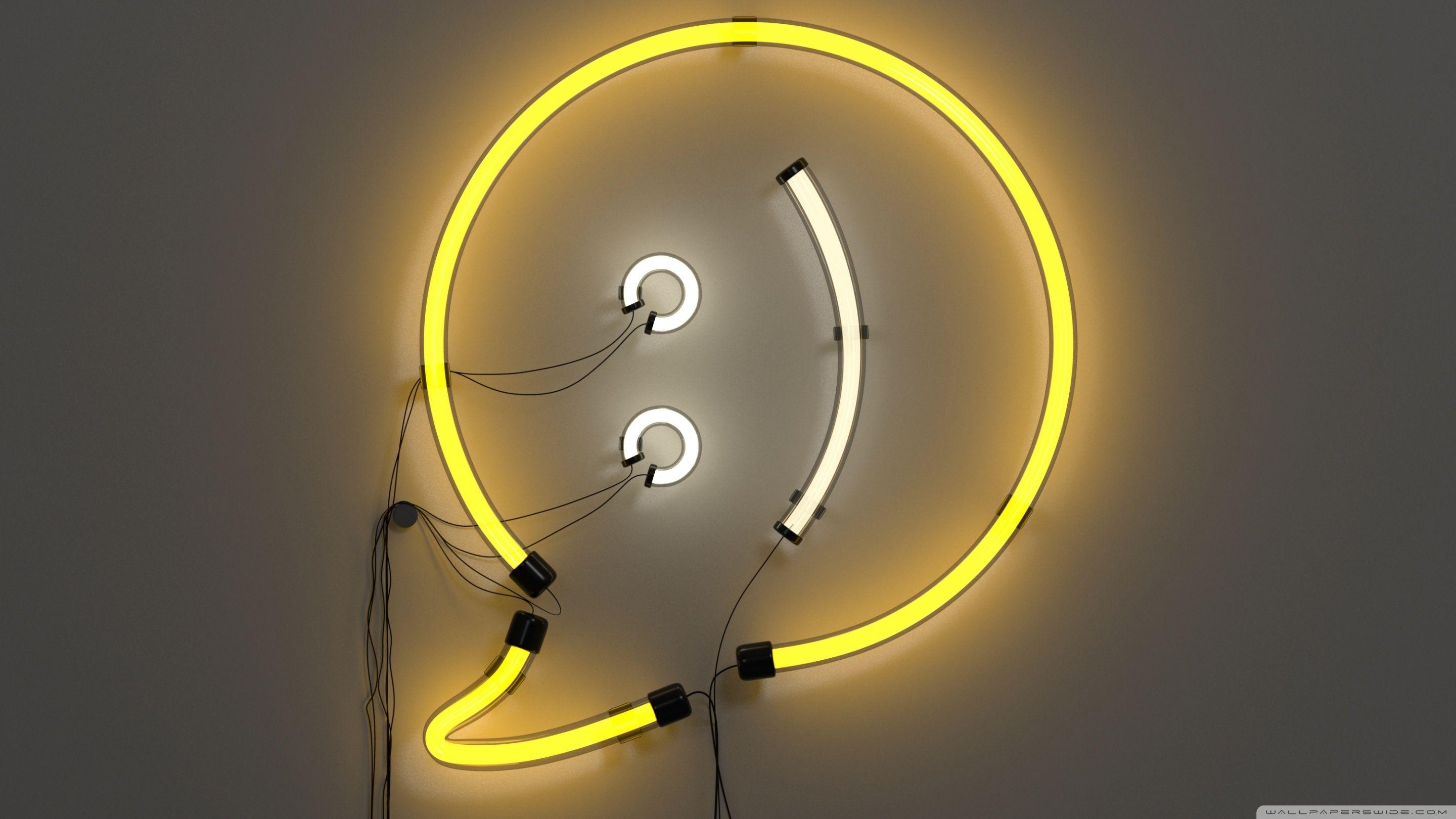 2880x1620 Download Neon Smiley UltraHD Wallpaper