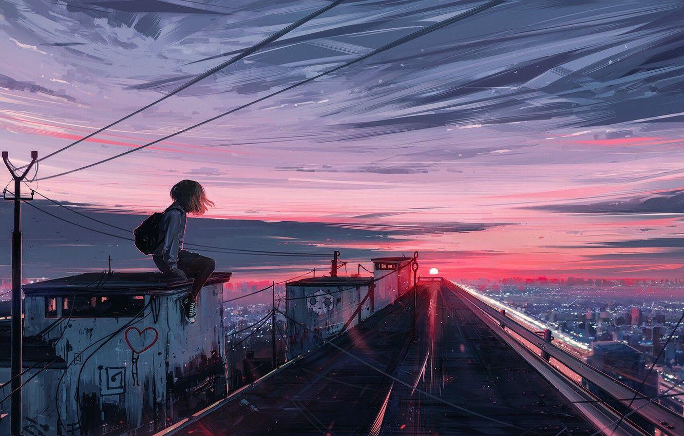 1332x850 Wallpaper Sunset, The sun, The sky, Girl, Sunrise, The city, Girl, Dawn, Girl, City, Landscape, Sky, Landscape, Sun, Sunset, Sunrise image for desktop, section арт