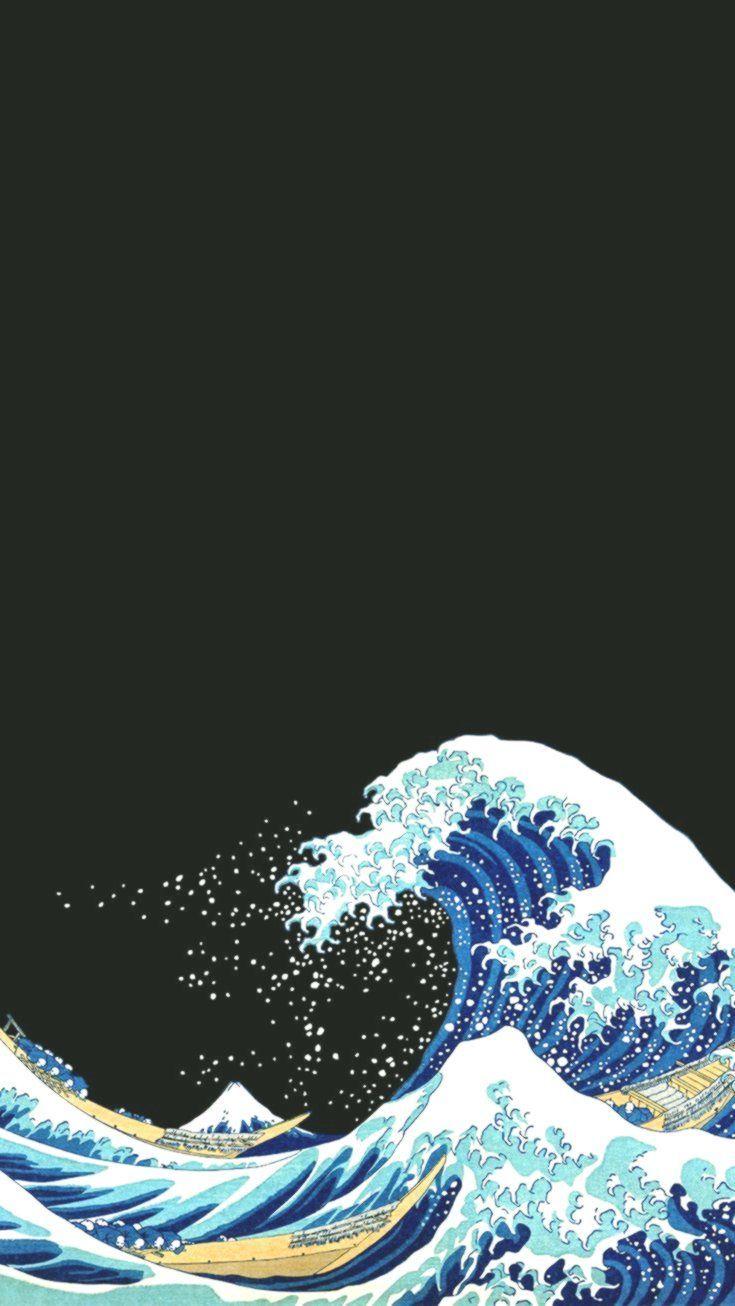 735x1306 The Great Wave Off Kanagawa HD Wallpaper