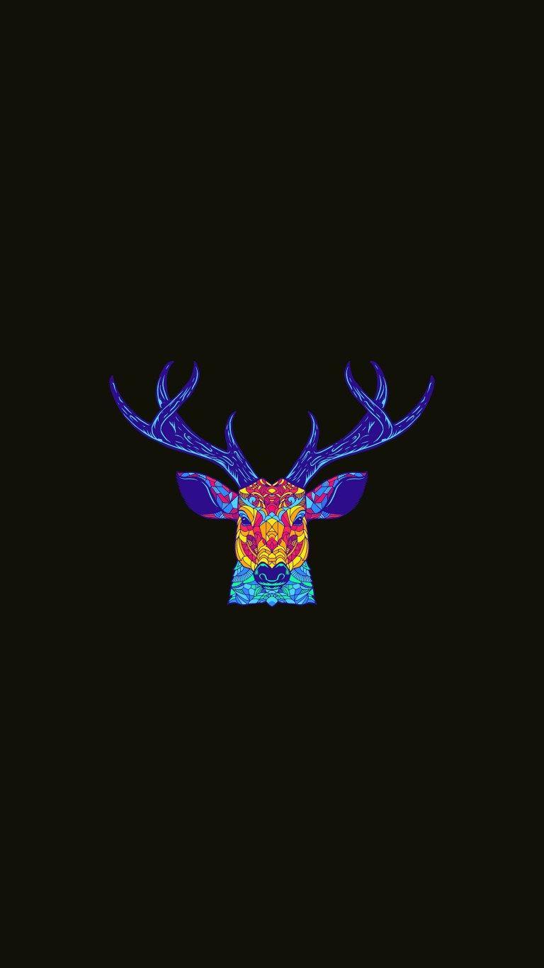768x1365 Reindeer Dark Black Amoled Battery Savings Samsung Galaxy Wallpaper