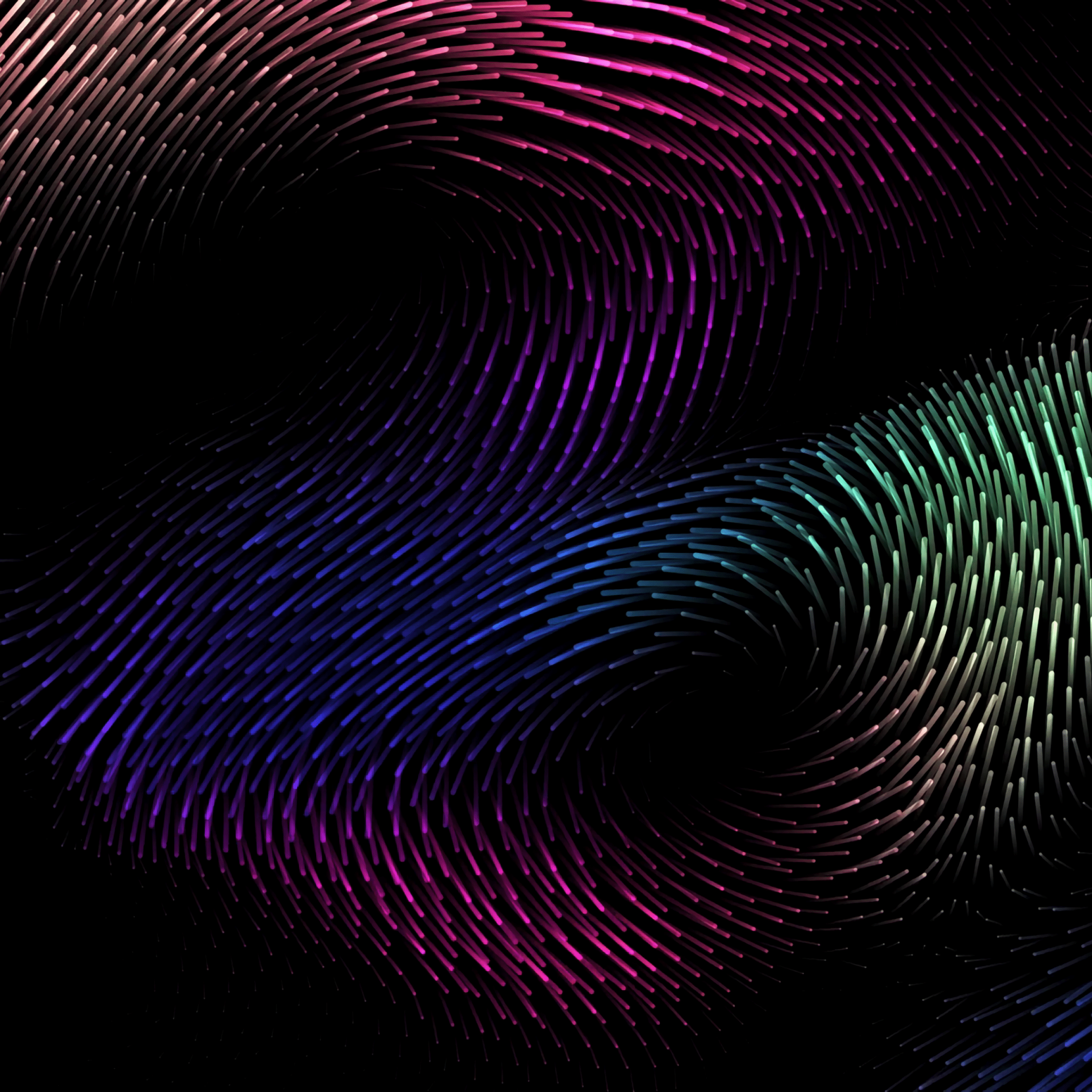 2560x2560 Drift 4K Wallpaper, macOS Catalina, Colorful, Waves, Black background, AMOLED, Abstract