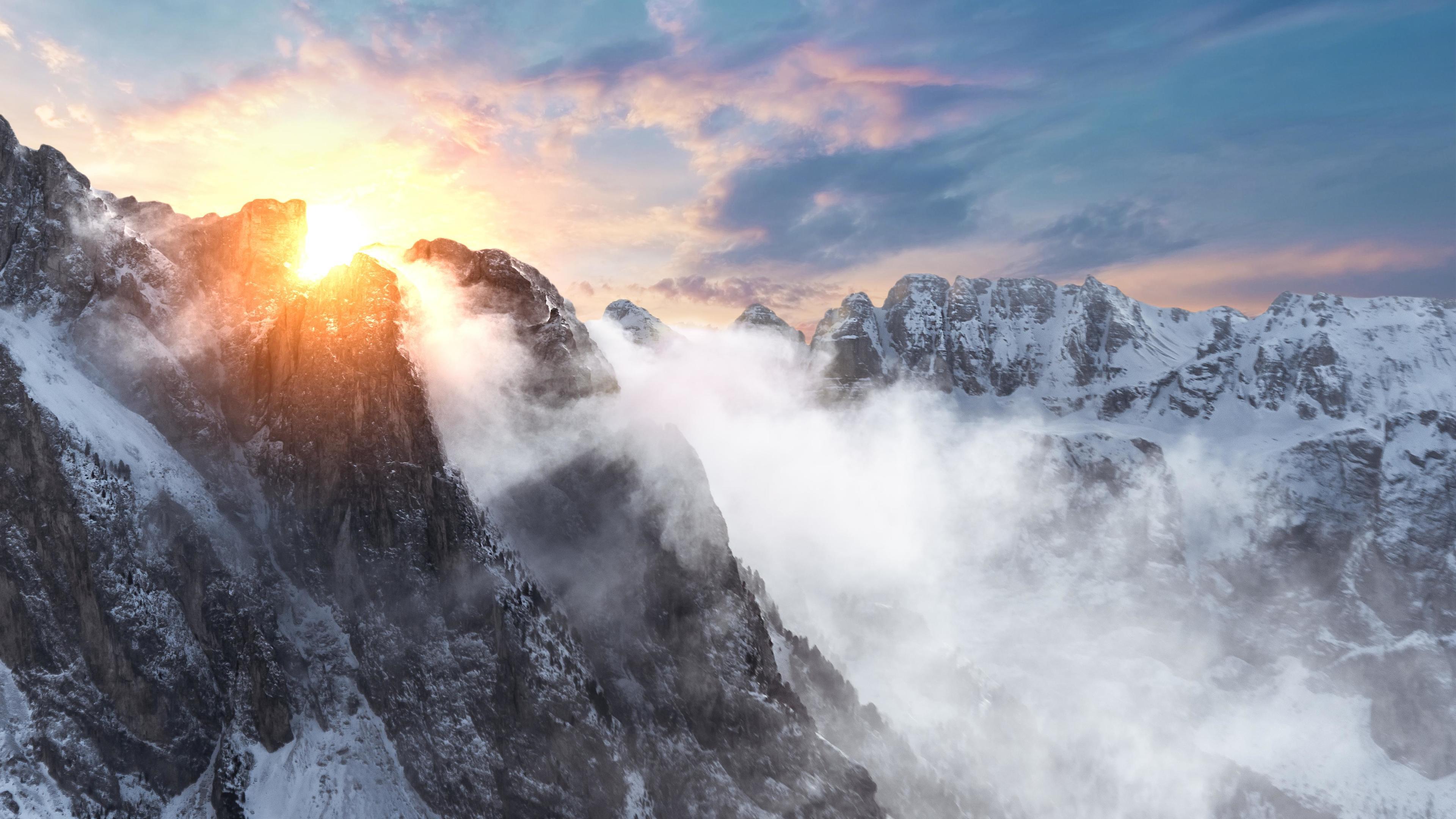 3840x2160 Wallpaper 4k Sunrise In The Dolomites 4k 4k Wallpaper, Hd Wallpaper, Mountains Wallpaper, Nature Wallpaper, Sunrise Wallpaper