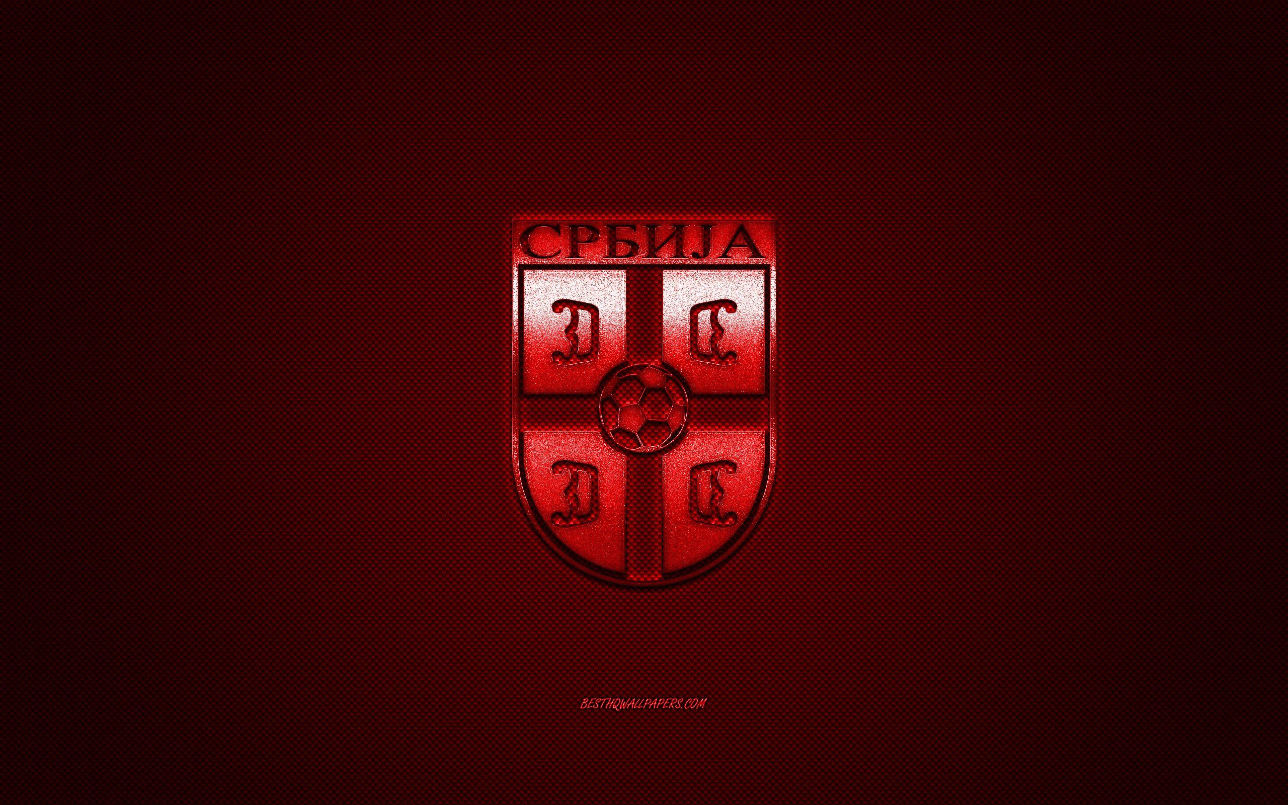 2560x1600 Download wallpaper Serbia national football team, emblem, UEFA, red logo, red fiber background, Serbia football team logo, football, Serbia for desktop with resolution 2560x1600. High Quality HD picture wallpaper