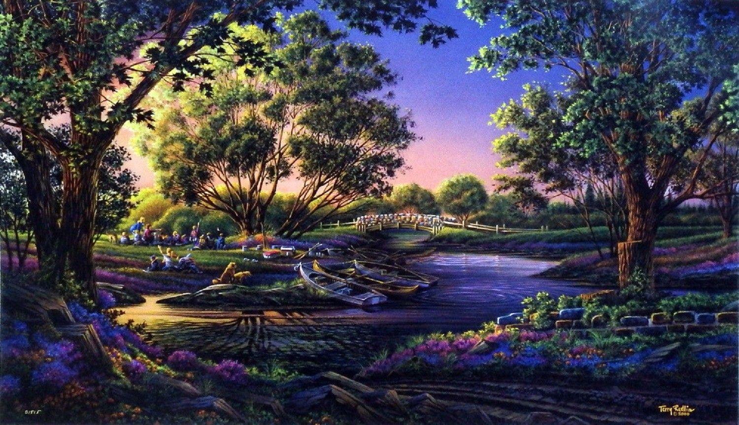 1500x864 Other: Spring Morning Parks Attractions Dreams Paintings Draw Paint