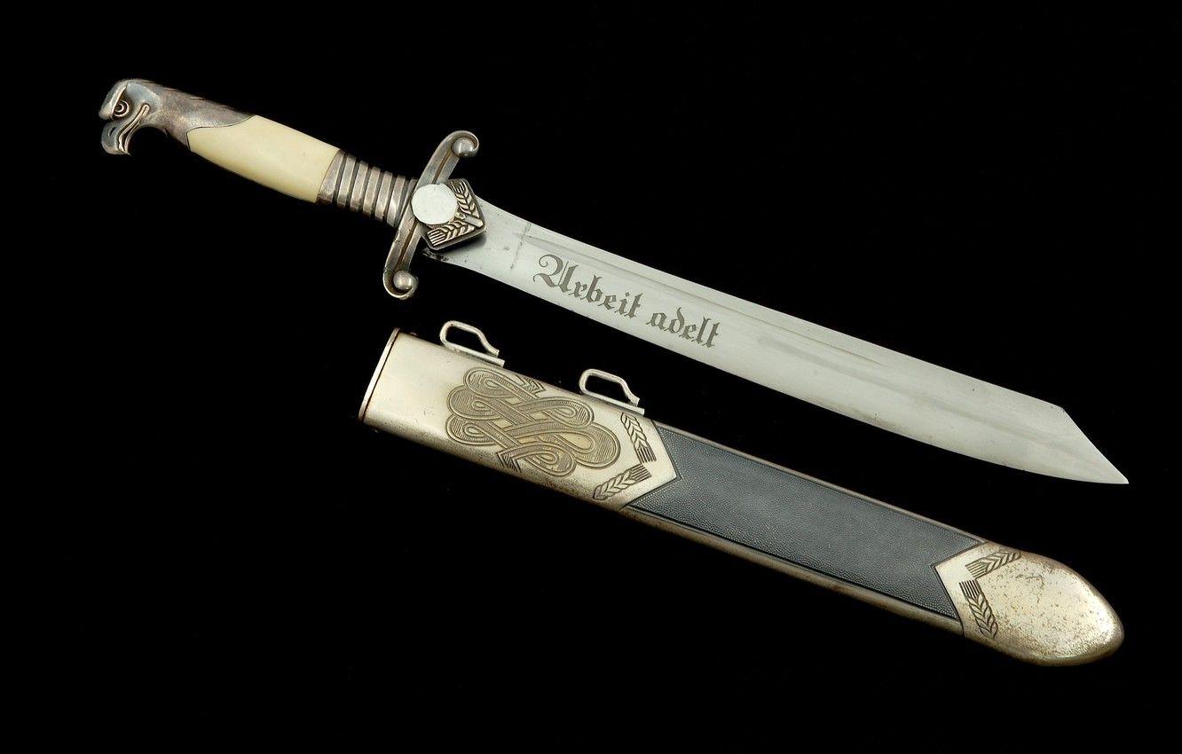 1332x850 Wallpaper dagger, (blade, inscription, National, service, Reich, Work, ), ennobles), (Labor, officer, labor, Third, inch, adelt image for desktop, section оружие