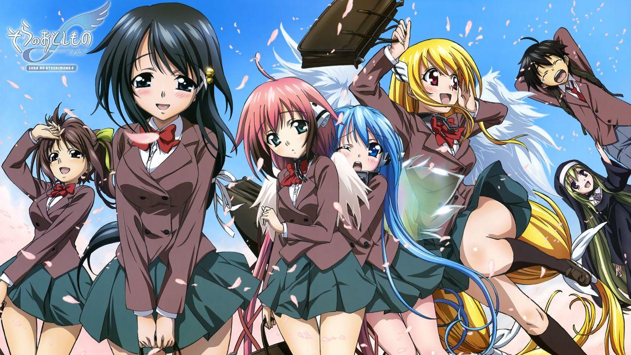 1244x700 Astraea chaos (sora no otoshimono) ikaros kazane hiyori mitsuki sohara nymph sakurai tomoki sora no otoshimono wings wallpaperx1080