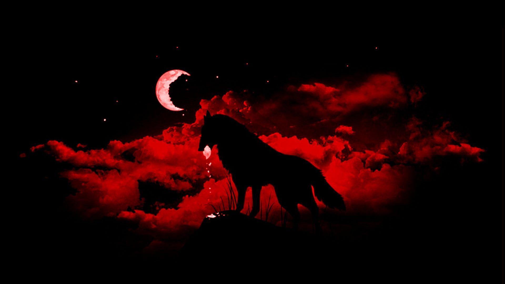 1920x1080 Cool Red Wolf Logo