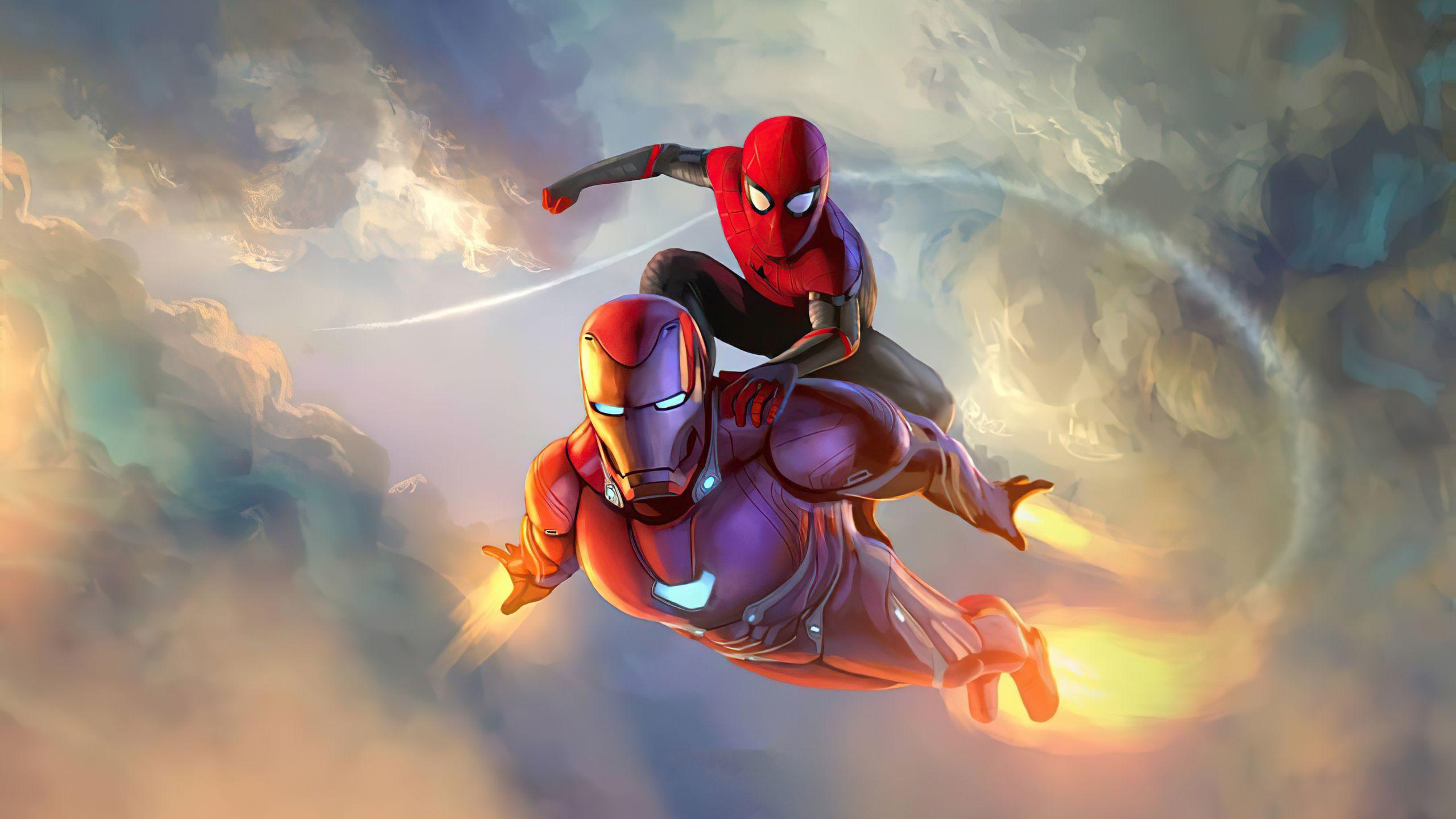 2560x1440 Iron Man Spider Man Come Together 1440P Resolution HD 4k Wallpaper, Image, Background, Photo and Picture