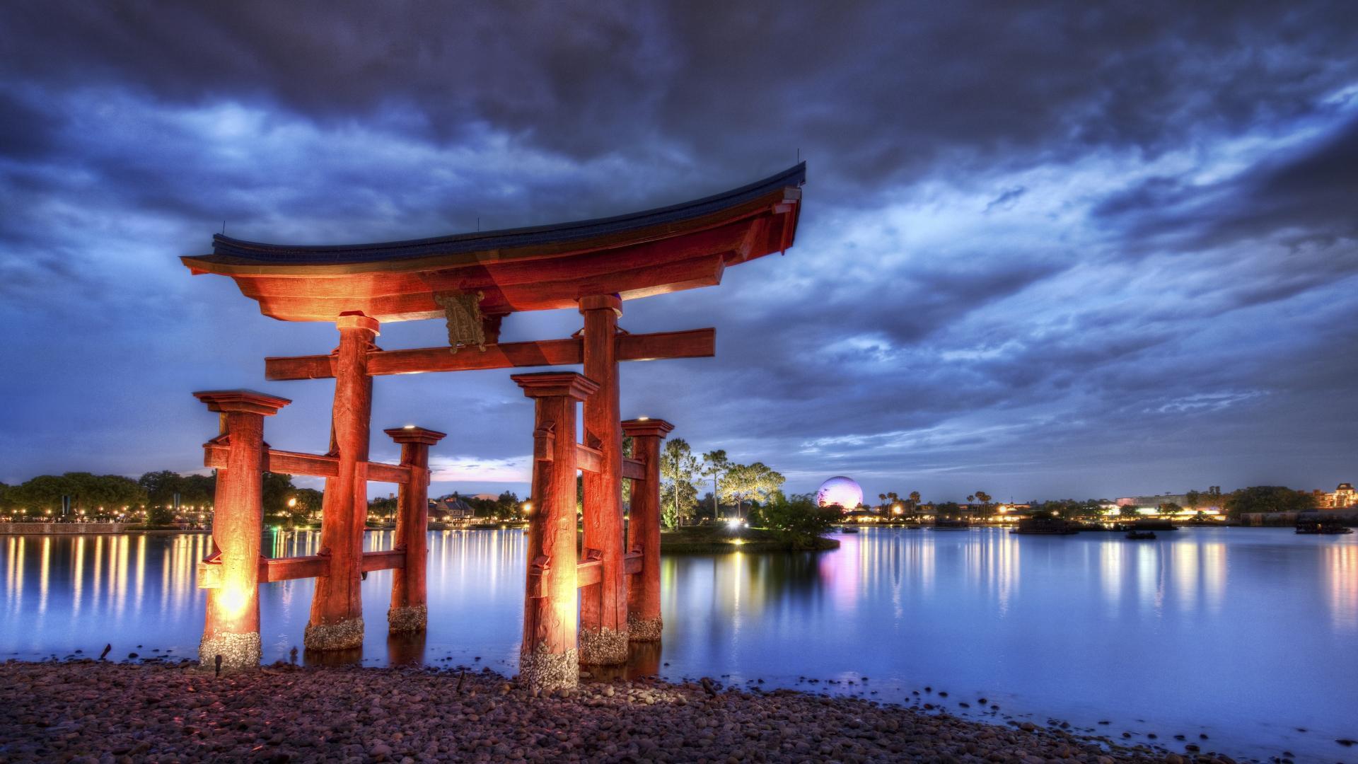 1920x1080 Water japan torii hình nền kiến ​​trúc Nhật Bản
