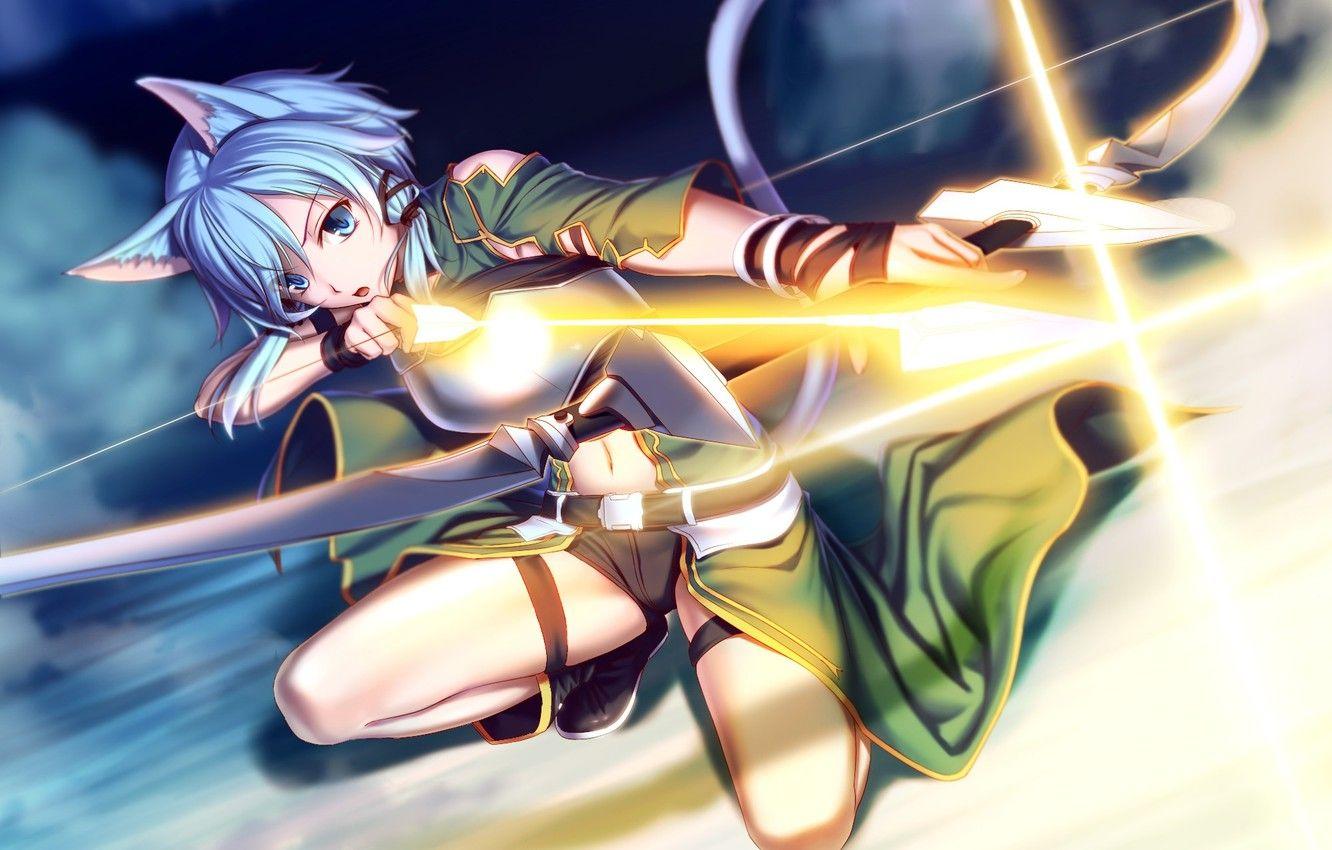 1332x850 Wallpaper bow, anime, art, Sword Art Online, Shinon, Shino Wand, weapon girl image for desktop, section прочее