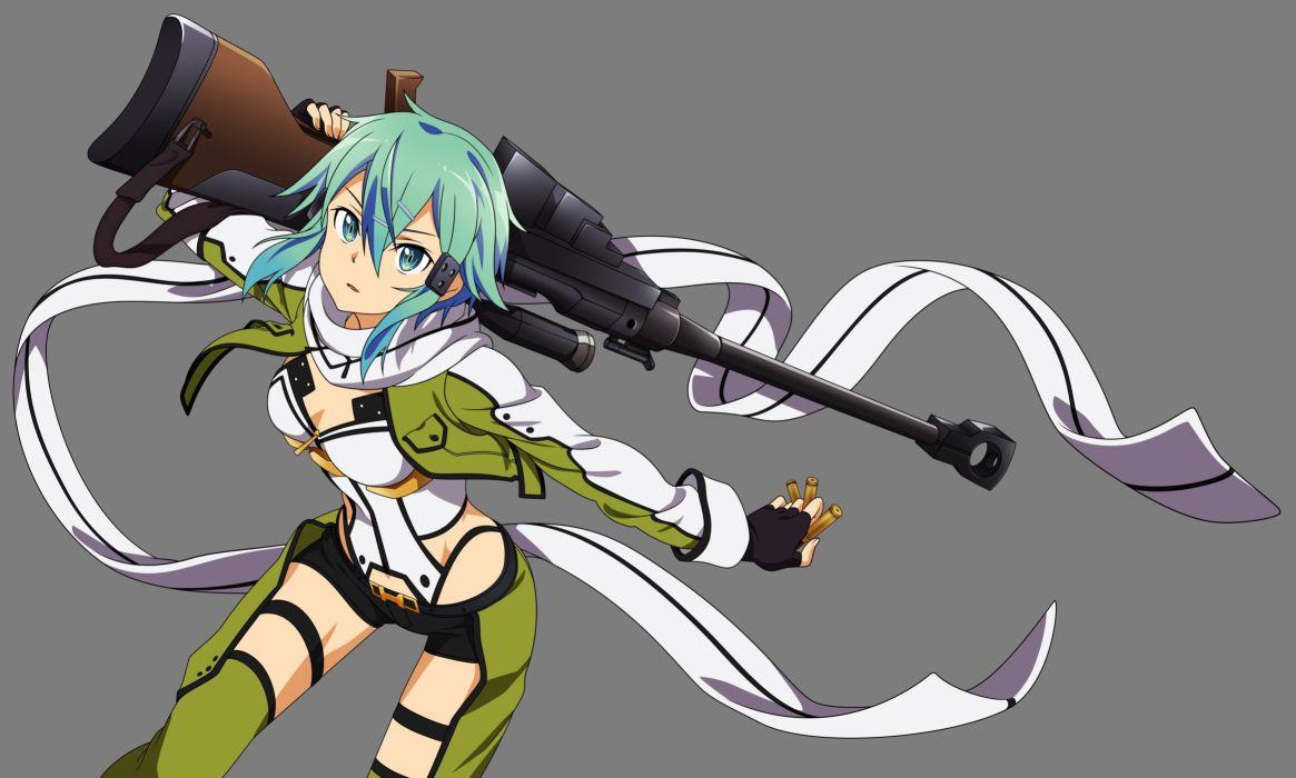 1165x700 aqua eyes aqua hair breasts scarf shinon (sao) short hair shorts sword art online transparent vector weapon wallpaperx2104