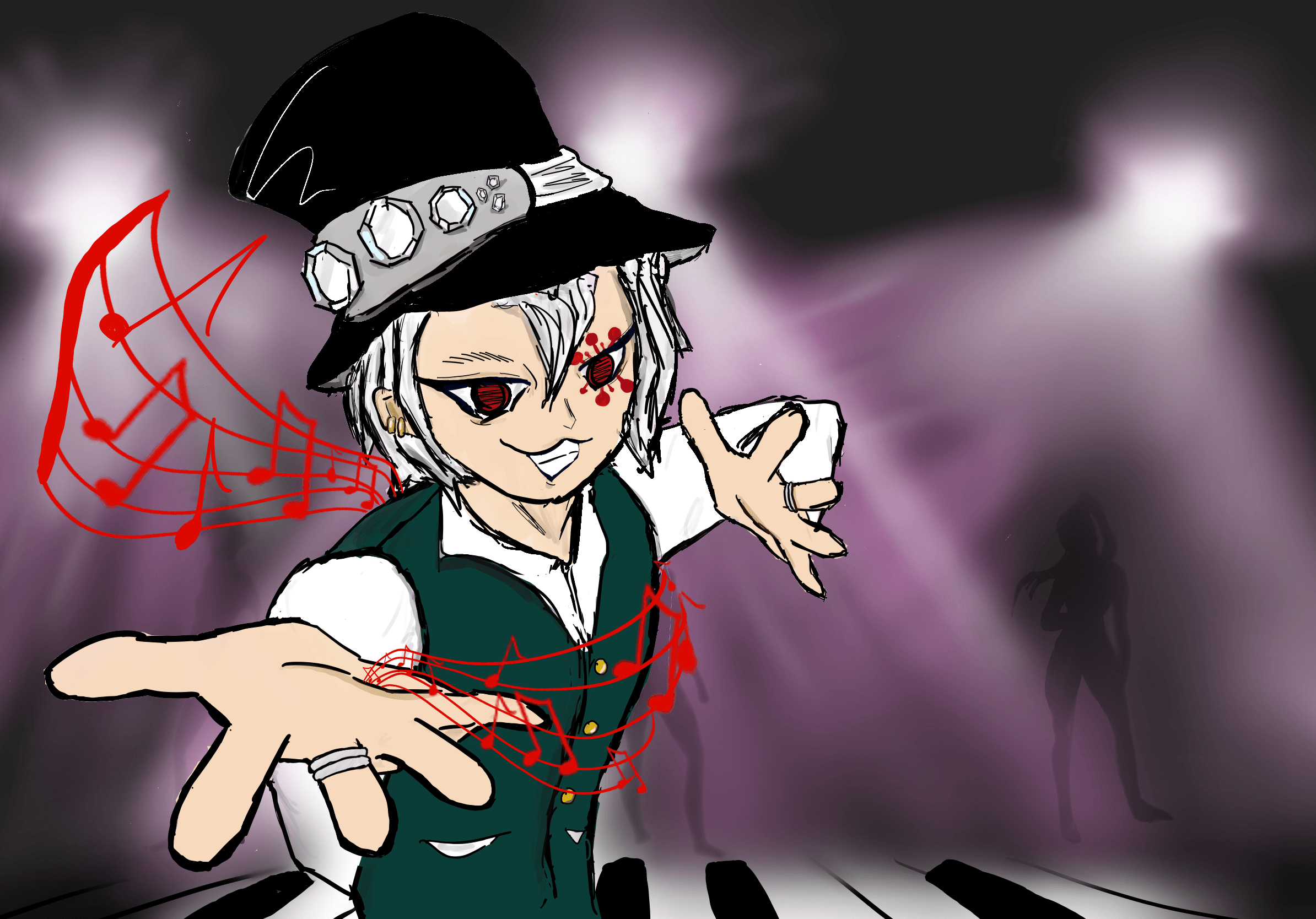 2388x1668 I drew Tengen Uzui as a pianist