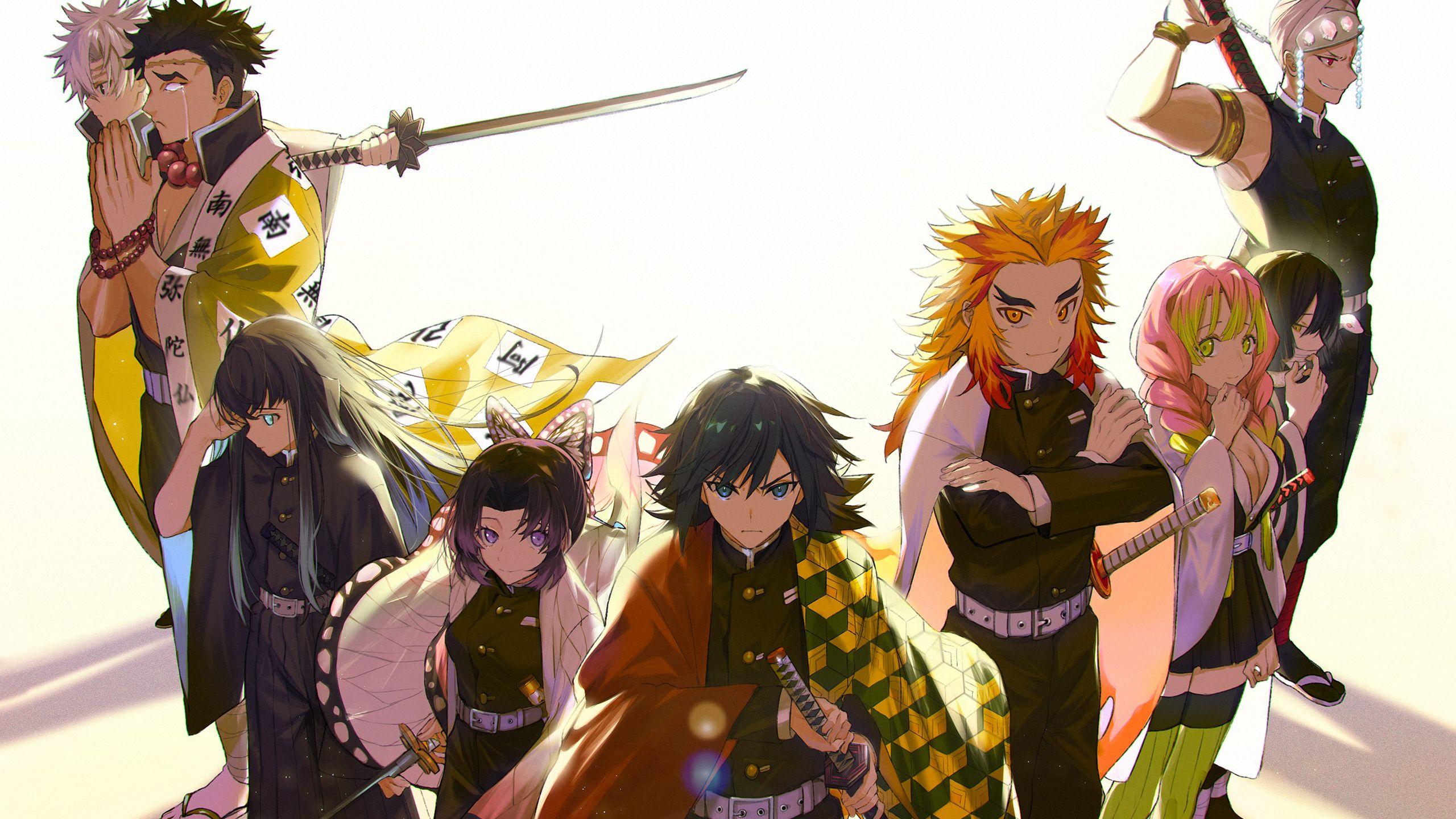 2560x1440 Demon Slayer Giyuu Tomioka Gyomei Himejima Kyojuro Rengoku Mitsuri Kanroji Muichiro Tokito Obanai Iguro Sanemi Shinazugawa Shinobu Kochou Tengen Uzui HD Anime Wallpaper