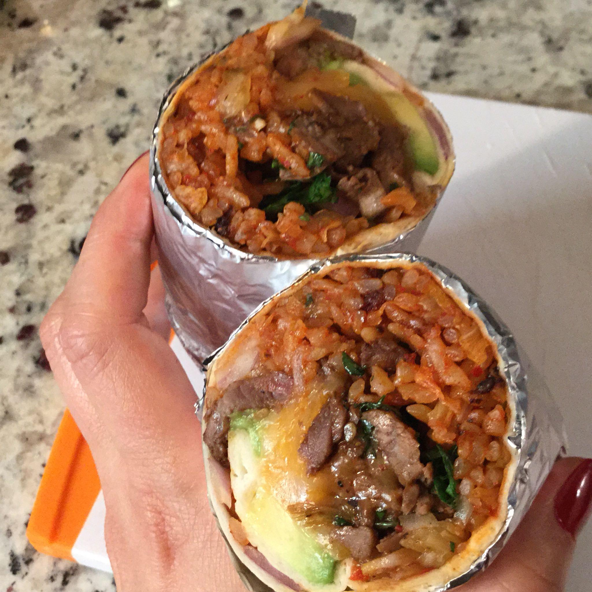 2048x2048 Made myself a banging Bulgogi Burrito with kimchi fried rice and avocado