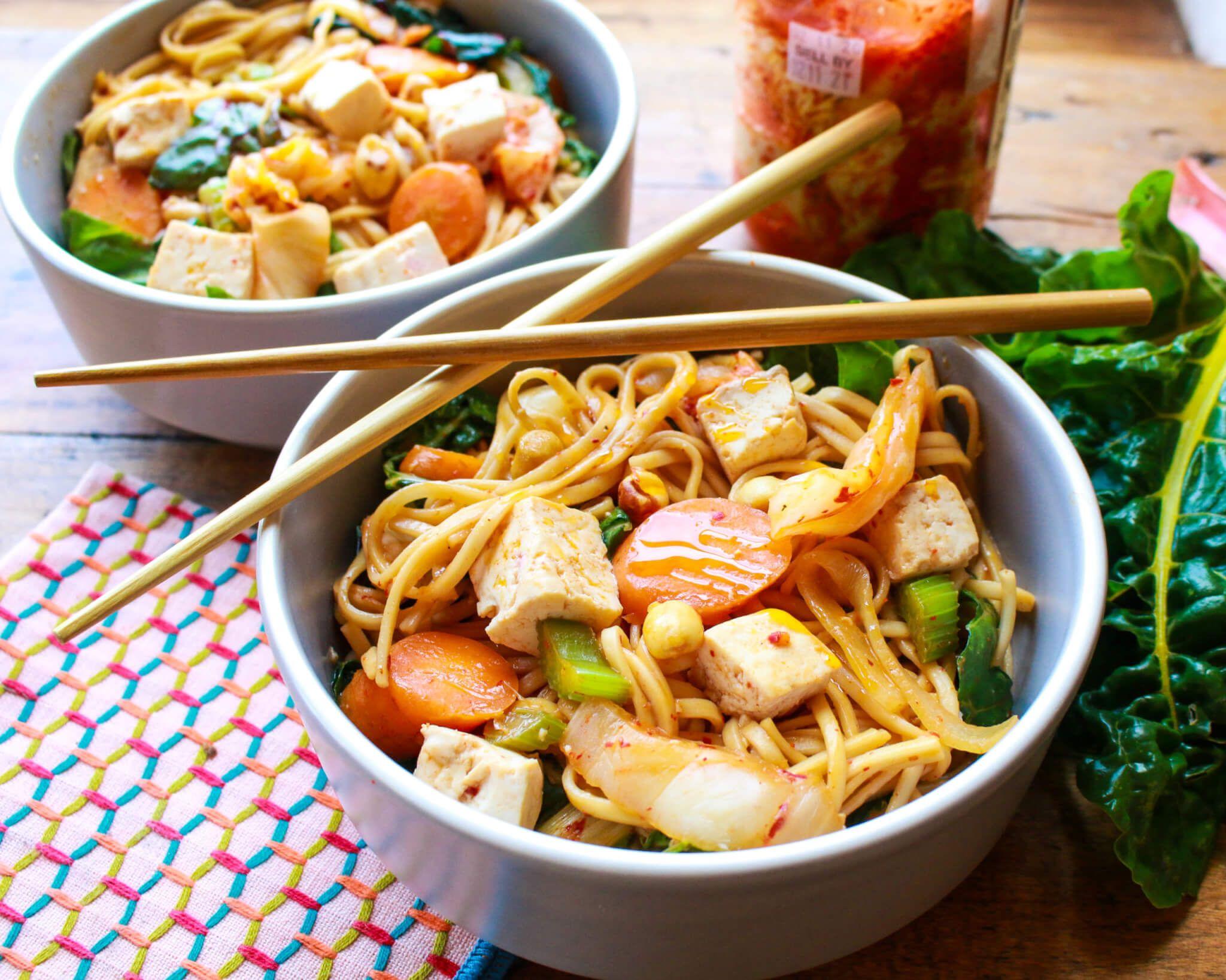 2560x2048 Kimchi Veggie Udon Noodle Bowl (Vegan) Palmer, The Plant Powered Dietitian