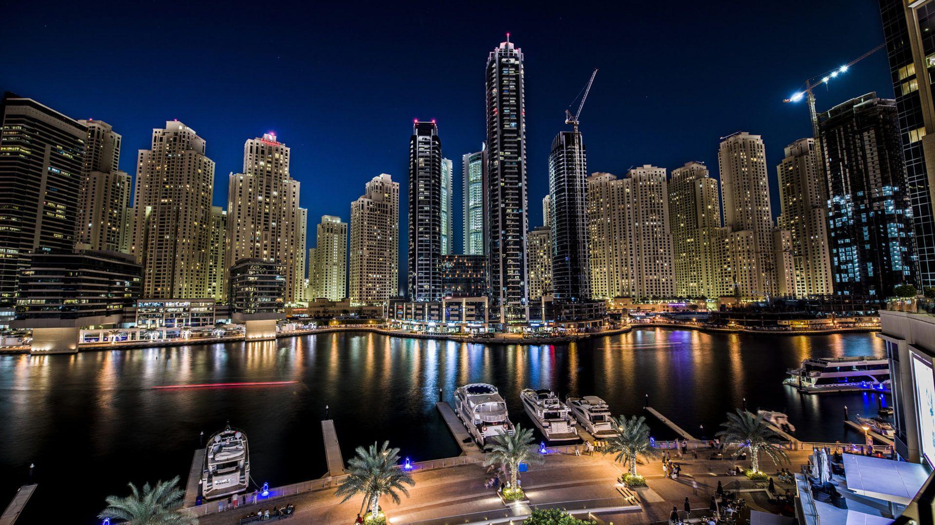 1920x1080 Dubai Marina Night Light City Landscape United Arab Emirates Ultra HD Wallpaper For Desktop Mobile Phones And Laptops 3840x2400 :