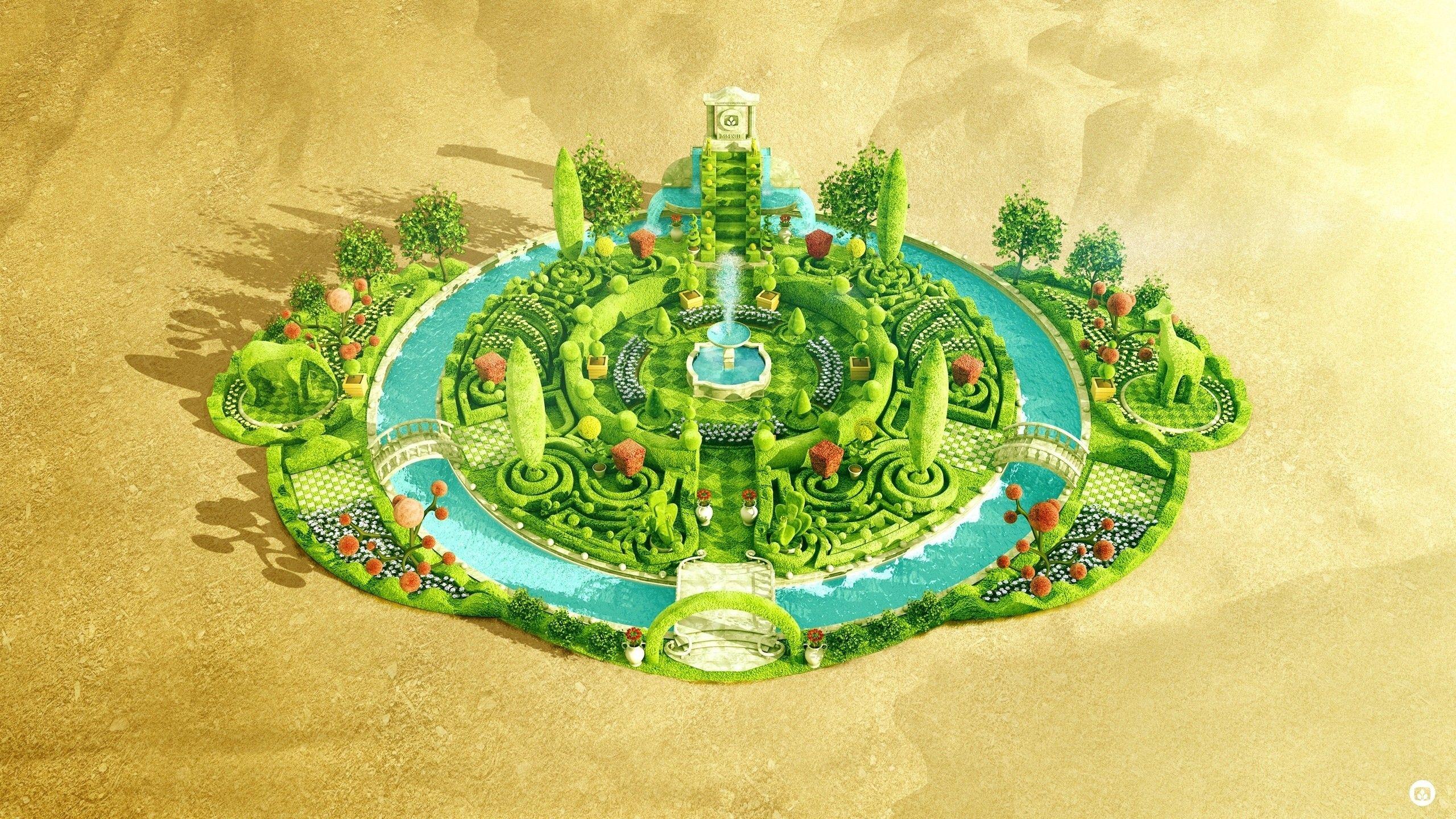 2560x1440 Model oasis in the desert wallpaper and image