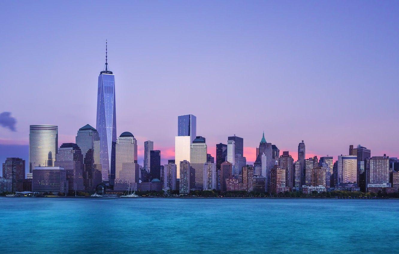 1332x850 Wallpaper New York, the evening, horizon, Manhattan, One World Trade Center image for desktop, section город