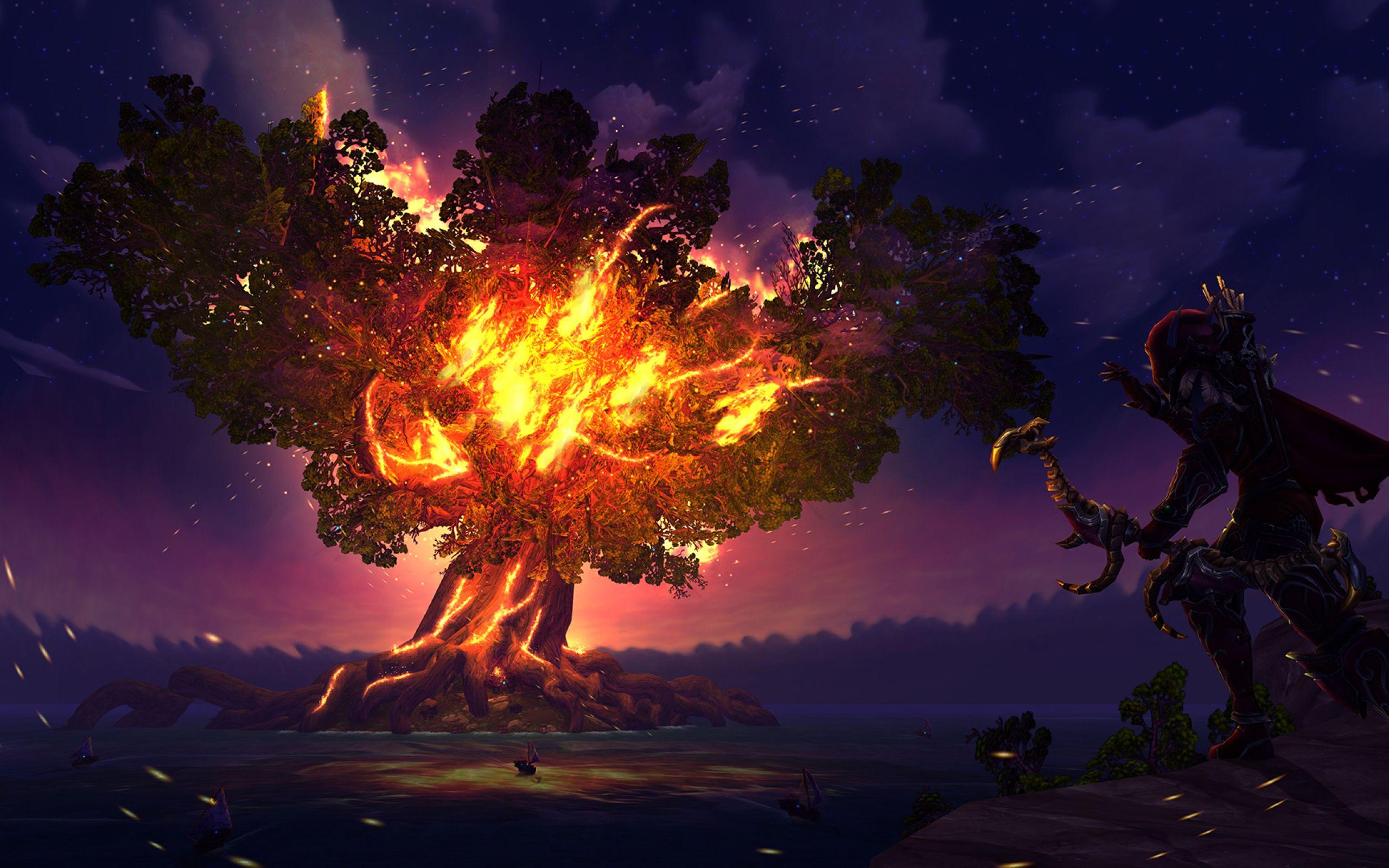 2560x1600 Sylvanas Windrunner Fire Tree World of Warcraft 2560x1600 Resolution Wallpaper, HD Games 4K Wallpaper, Image, Photo and Background