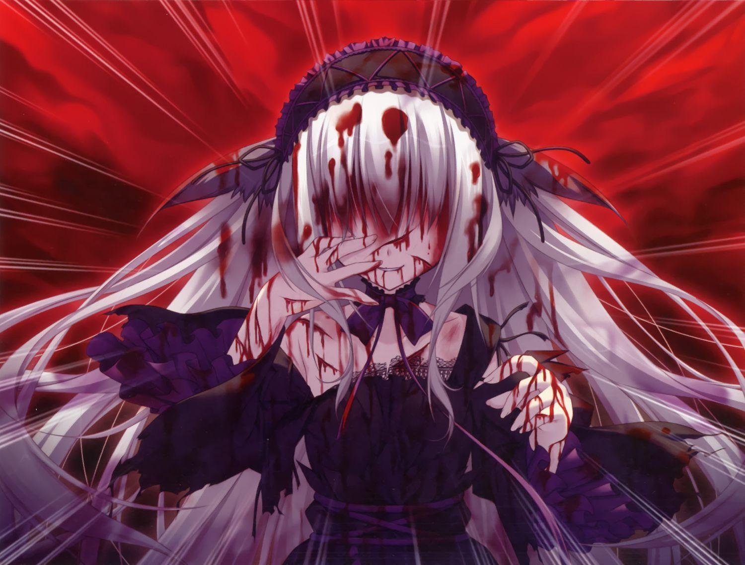 1500x1137 Female Crying Blood Anime Wallpaper