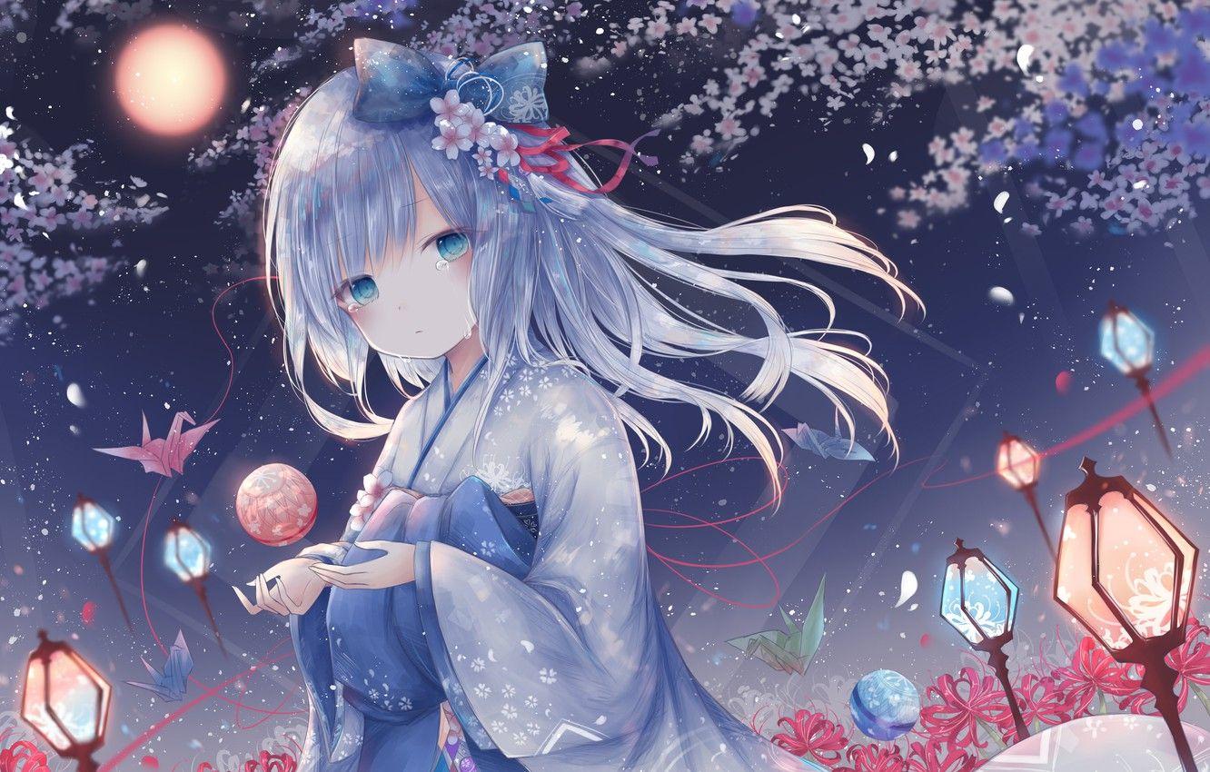 1332x850 Wallpaper night, girl, tears, crying image for desktop, section арт