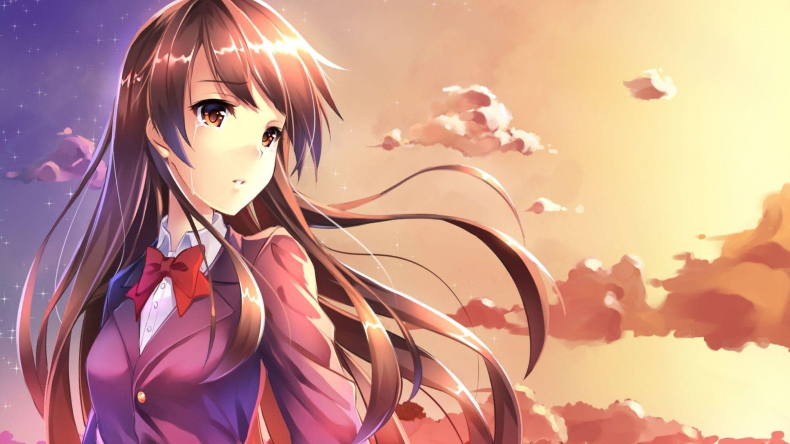 2560x1440 Nước mắt hoàng hôn Nơ đỏ khóc Hình nền cô gái anime: Hình nền HD cho máy tính để bàn - Tải xuống hình ảnh miễn phí, Hình ảnh, Ảnh https://wallpaperaccess.com/full/4574327.jpg