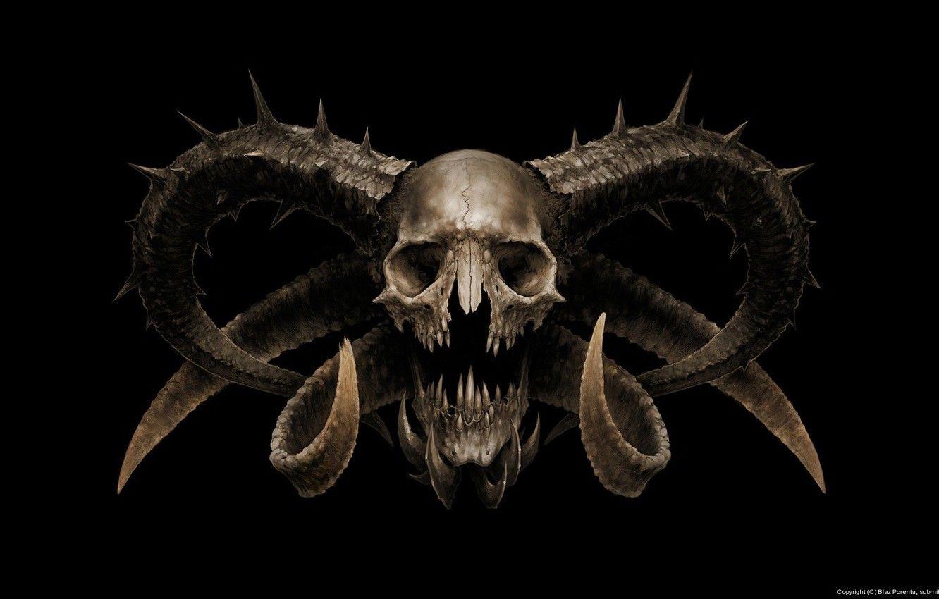 1332x850 Wallpaper fear, skull, horns, the devil, horror, Satan, by Blaz Porenta, Satan's sake image for desktop, section разное