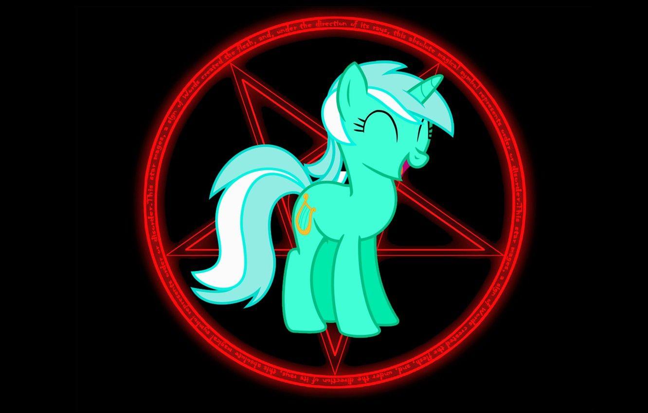 1332x850 Wallpaper pony, black background, pentagram, Pony, Lyra, Lyra Heartstrings, Satanism image for desktop, section фильмы