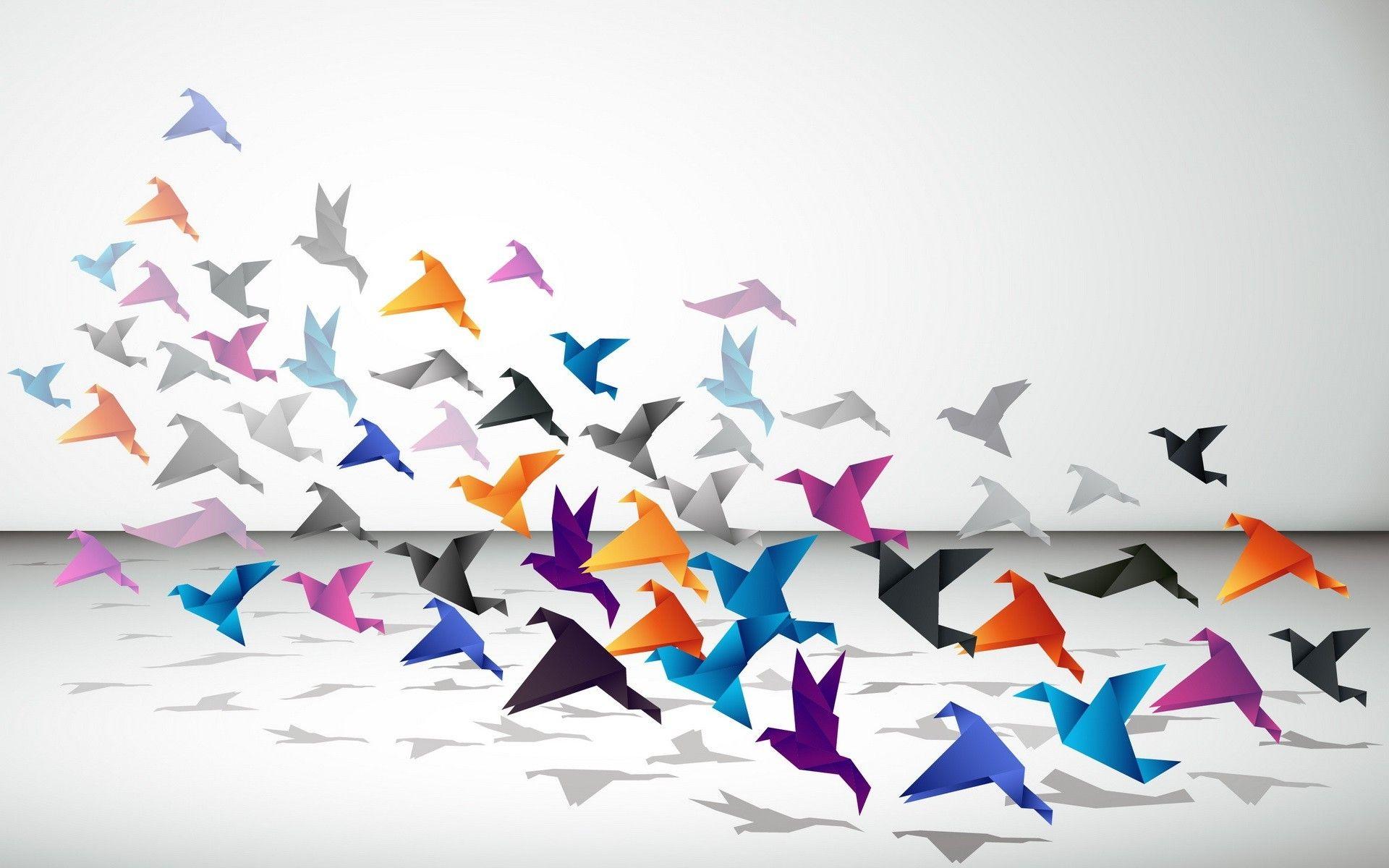 1920x1200 paper birds minimalism origami paper cranes Wallpaper HD / Desktop and Mobile Background